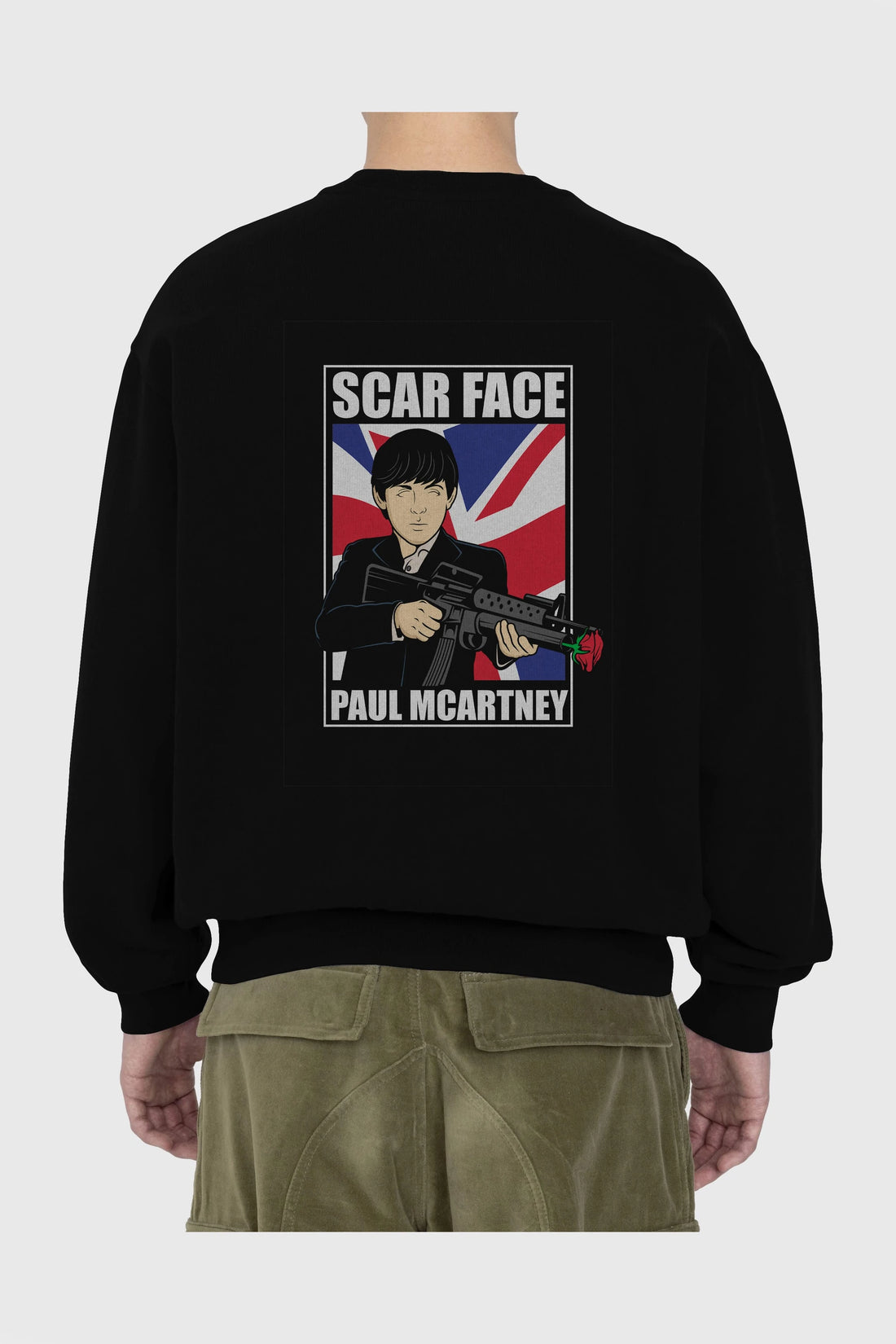 Paul Mccartney Scar Face Arka Baskılı Oversize Sweatshirt Erkek Kadın Unisex