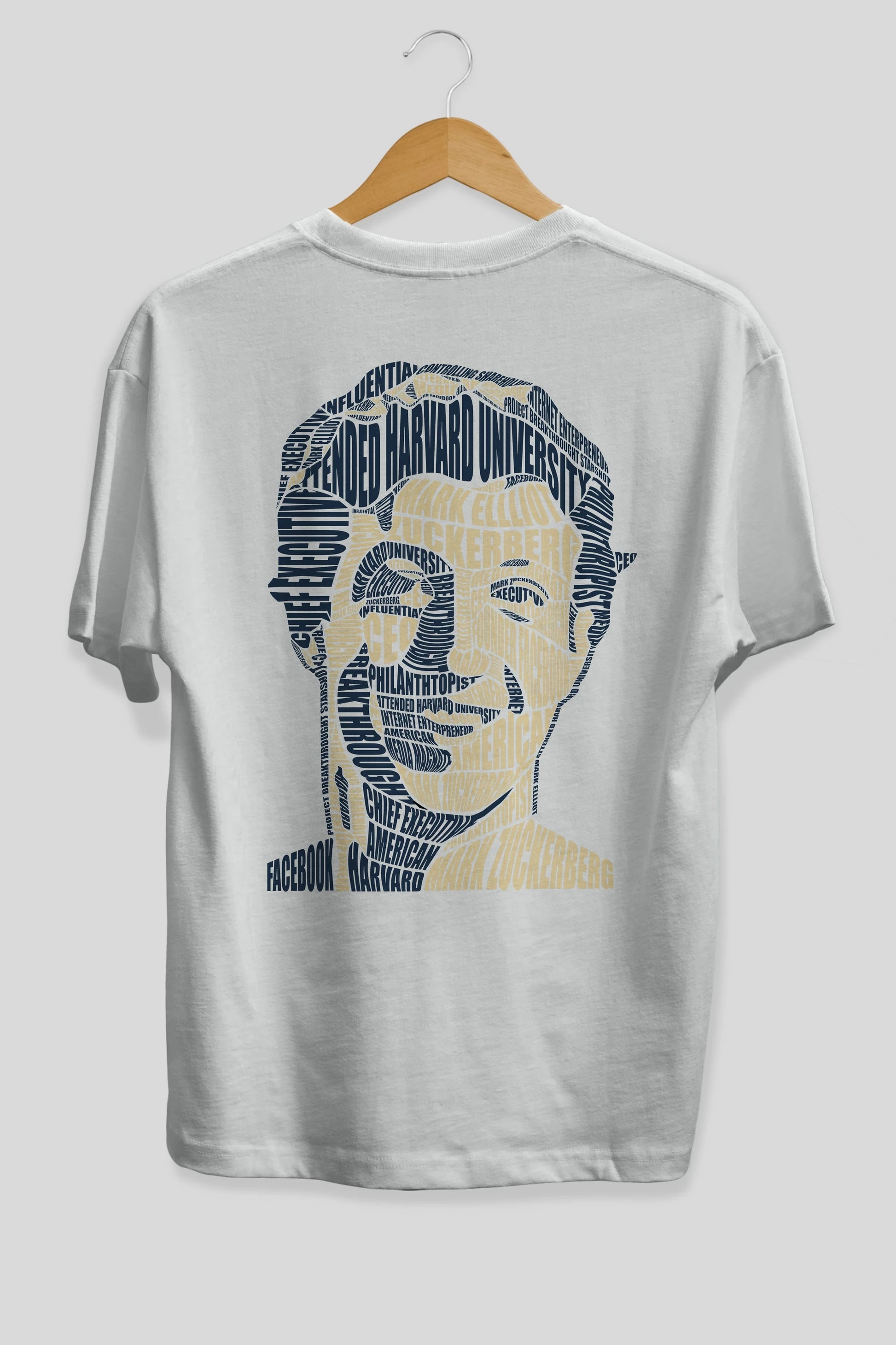 Mark Zuckerberg Calligram Arka Baskılı Oversize t-shirt %100 pamuk Erkek Kadın Unisex