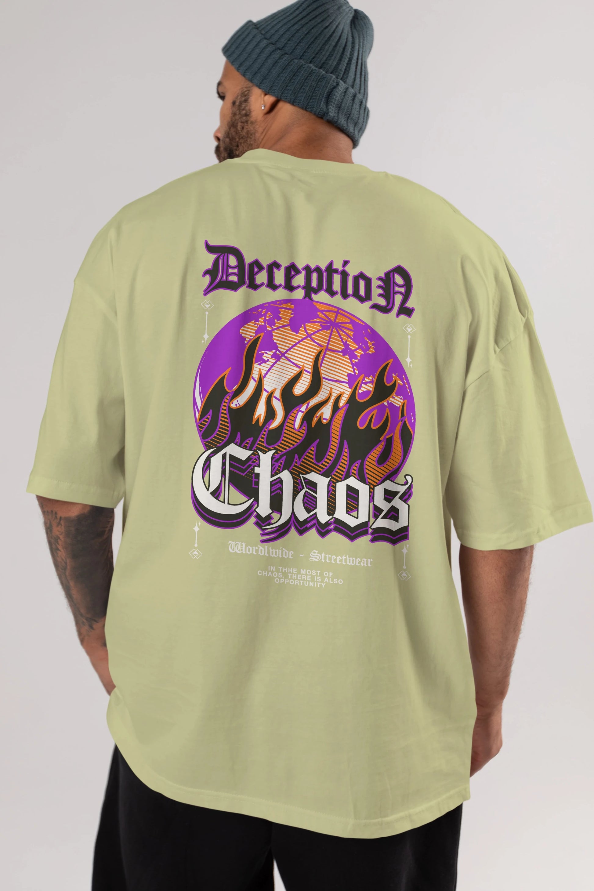 Deception Chaos Arka Baskılı Oversize t-shirt Erkek Kadın Unisex