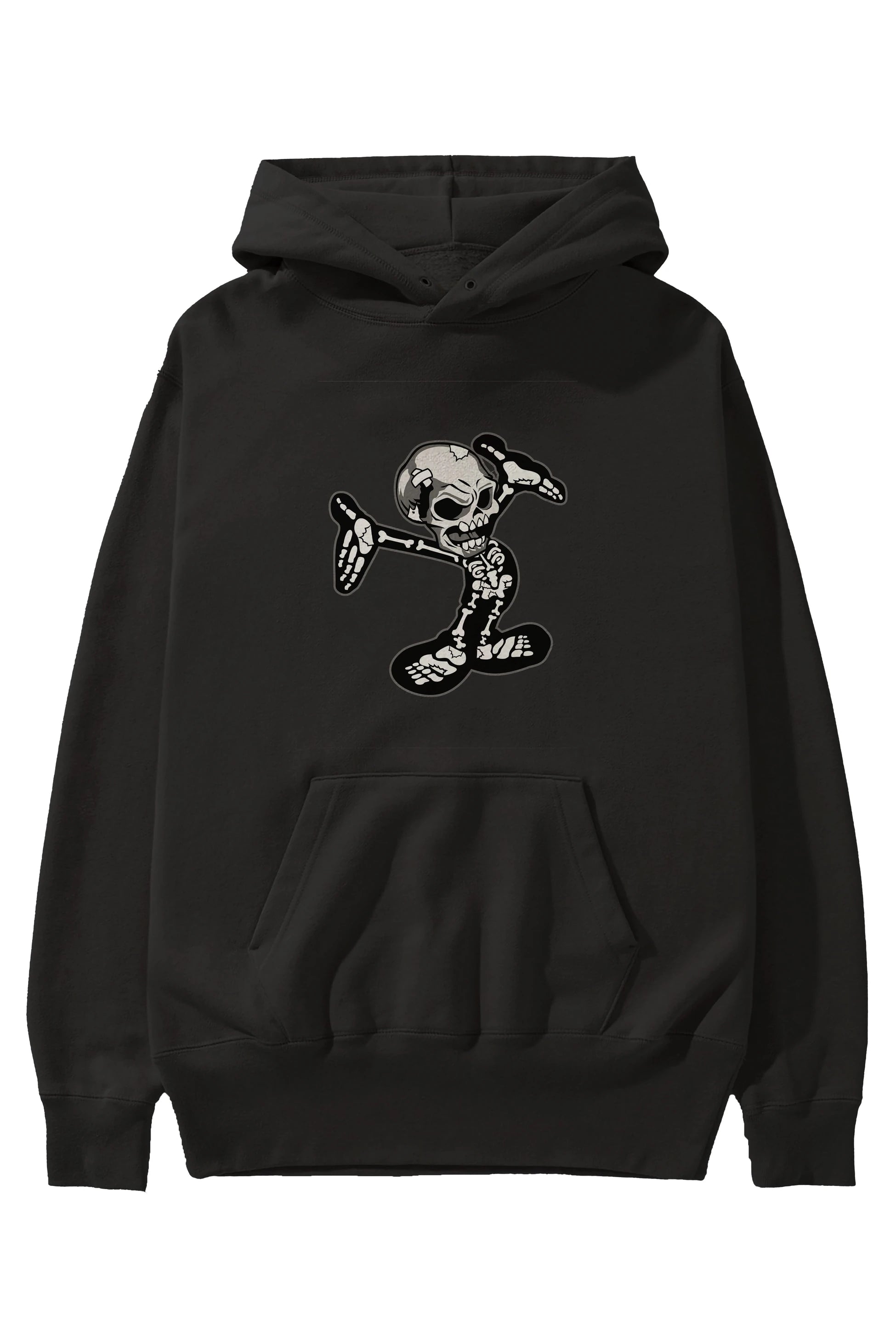 Skull Skeleton Ön Baskılı Hoodie Oversize Kapüşonlu Sweatshirt Erkek Kadın Unisex