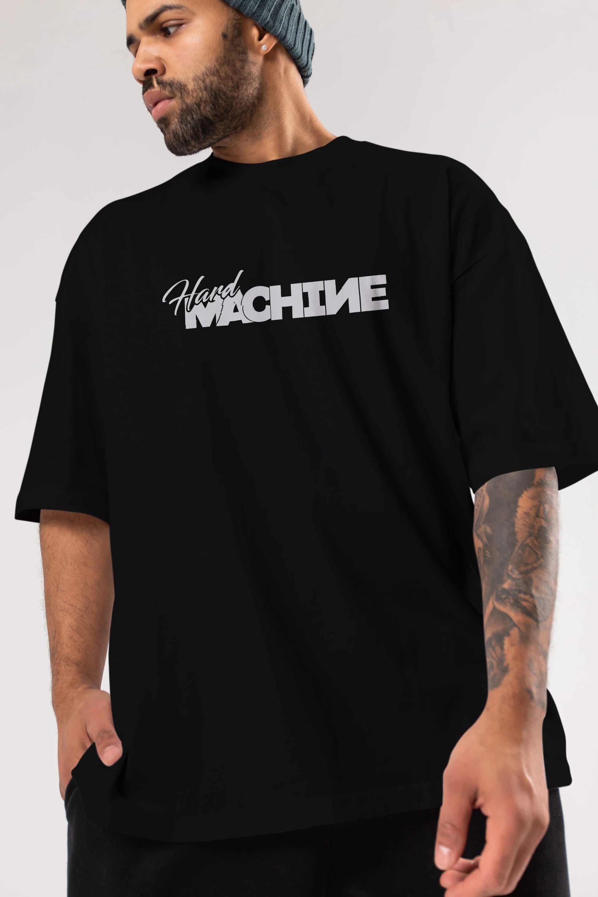 Hard Machine Ön Baskılı Oversize t-shirt %100 pamuk Erkek Kadın Unisex