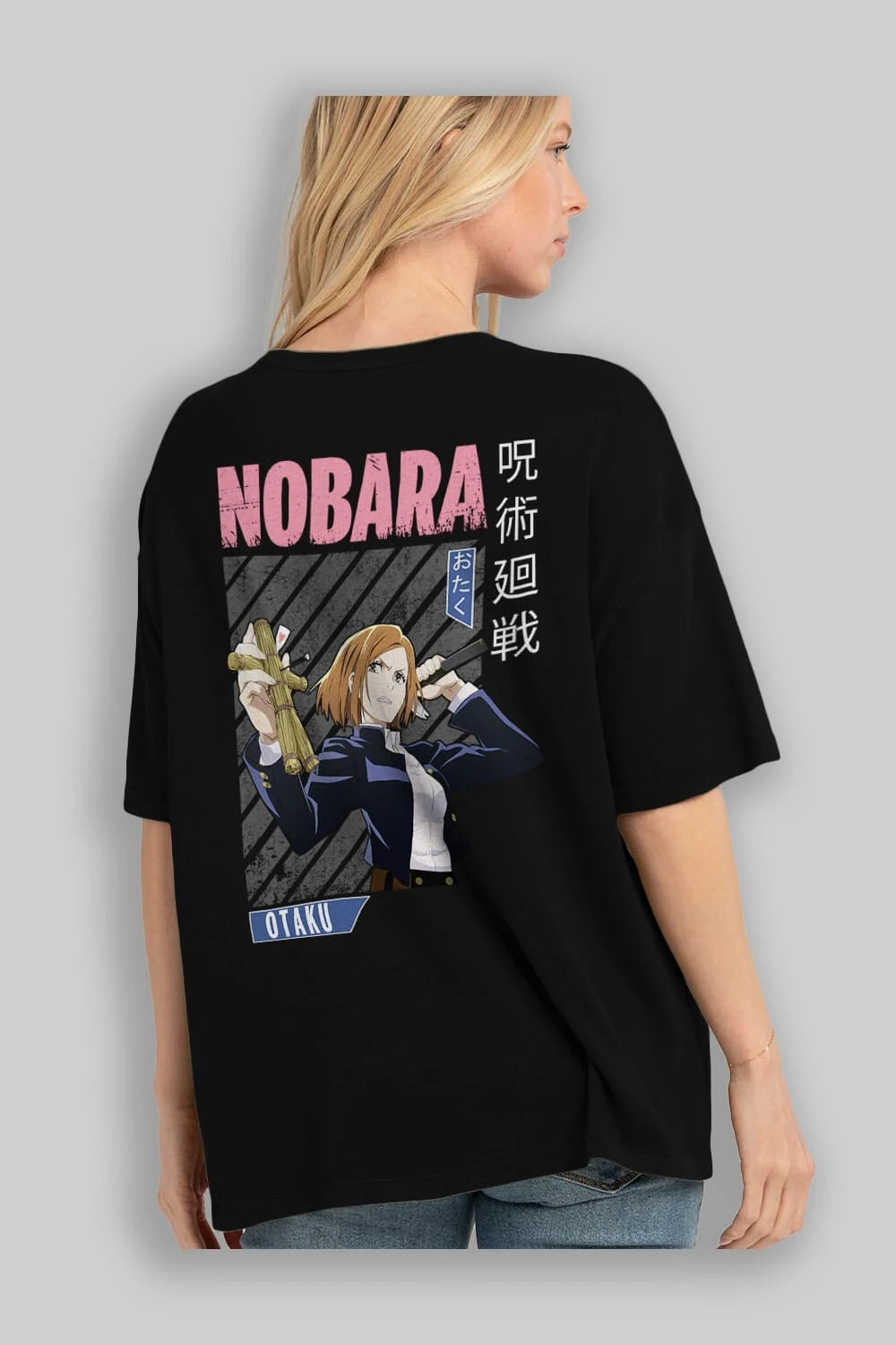 Nobara Kugisaki 6 Anime Arka Baskılı Oversize t-shirt Erkek Kadın Unisex