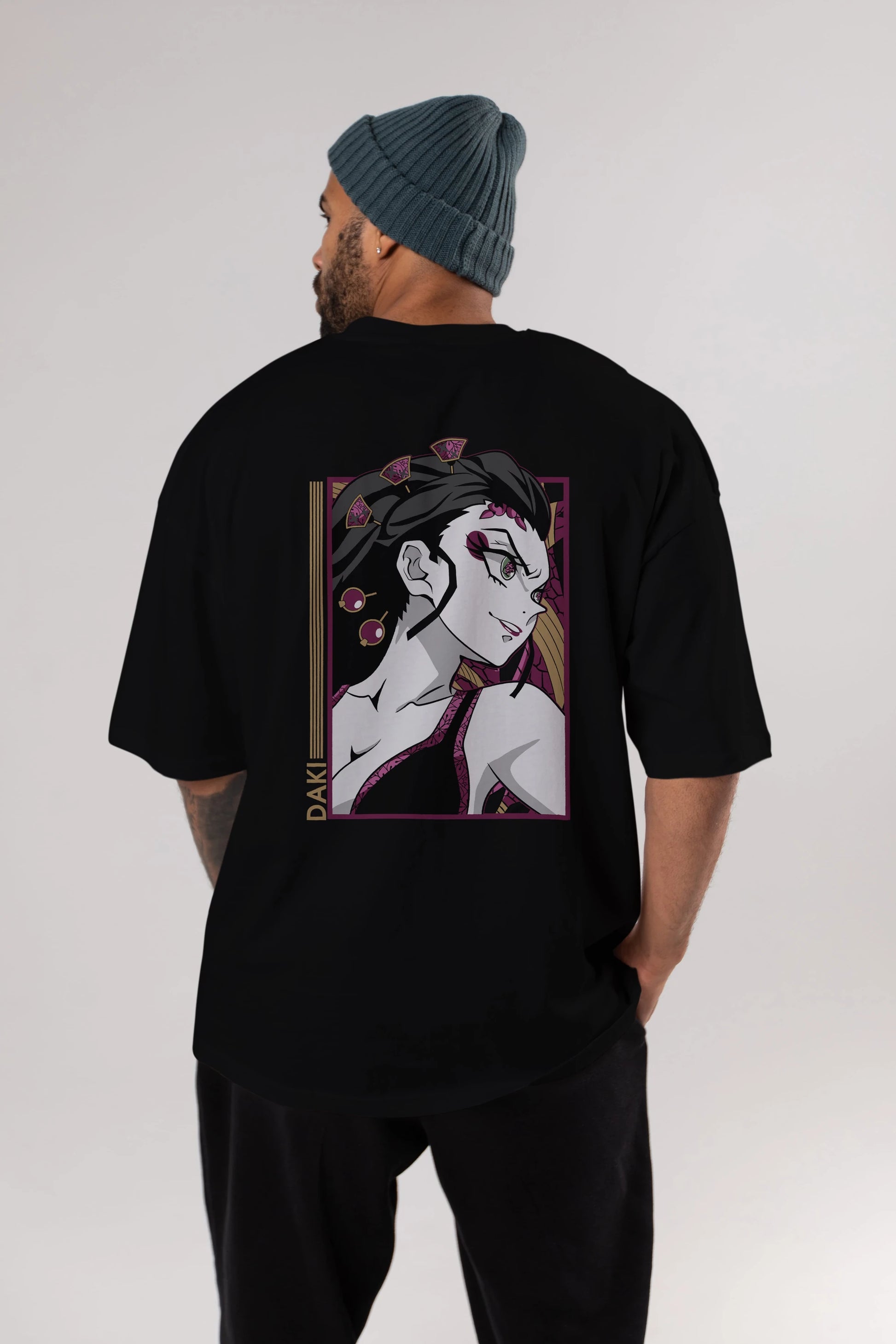 Daki DEMION SLAYER Anime Arka Baskılı Oversize t-shirt Erkek Kadın Unisex
