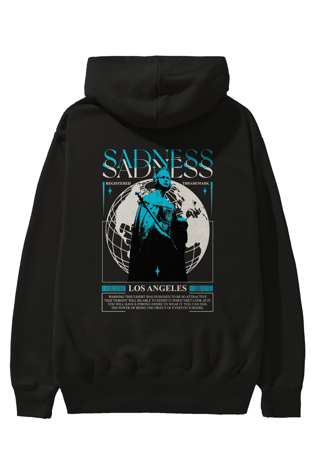 Sadness Los Angeles Arka Baskılı Hoodie Oversize Kapüşonlu Sweatshirt Erkek Kadın Unisex