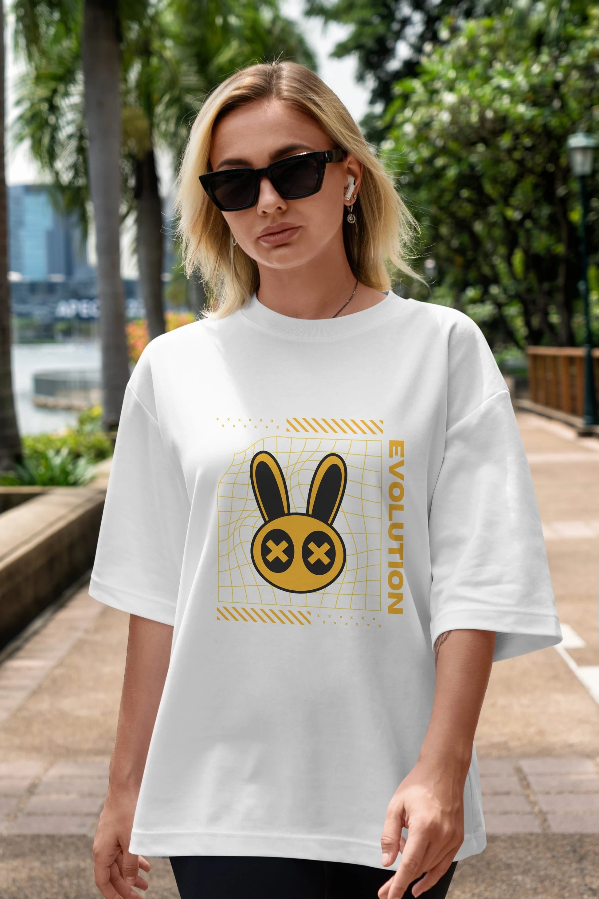 Evolution Yazılı Ön Baskılı Oversize t-shirt Erkek Kadın Unisex