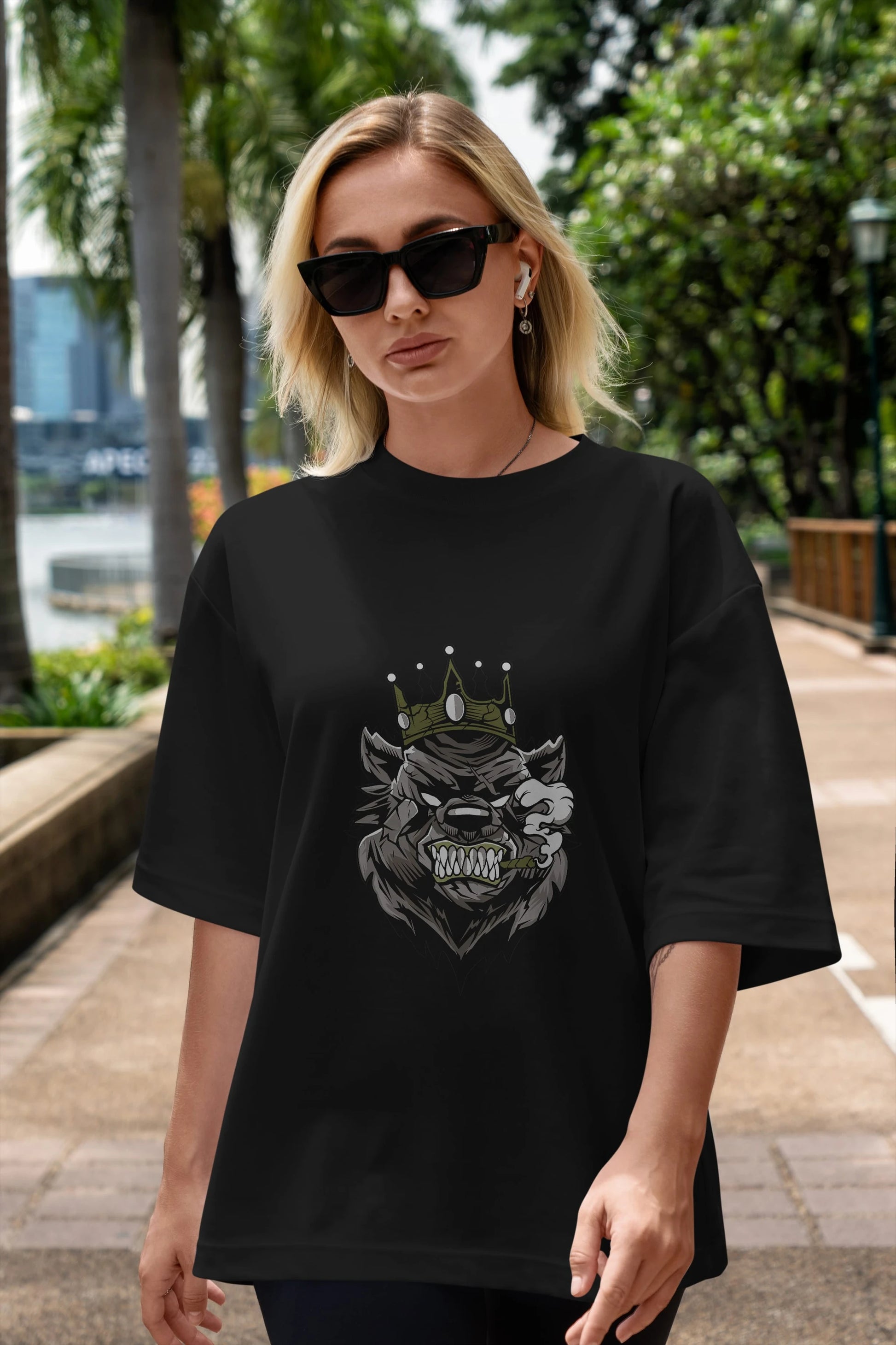Bear King Ön Baskılı Oversize t-shirt Erkek Kadın Unisex %100 Pamuk tişort