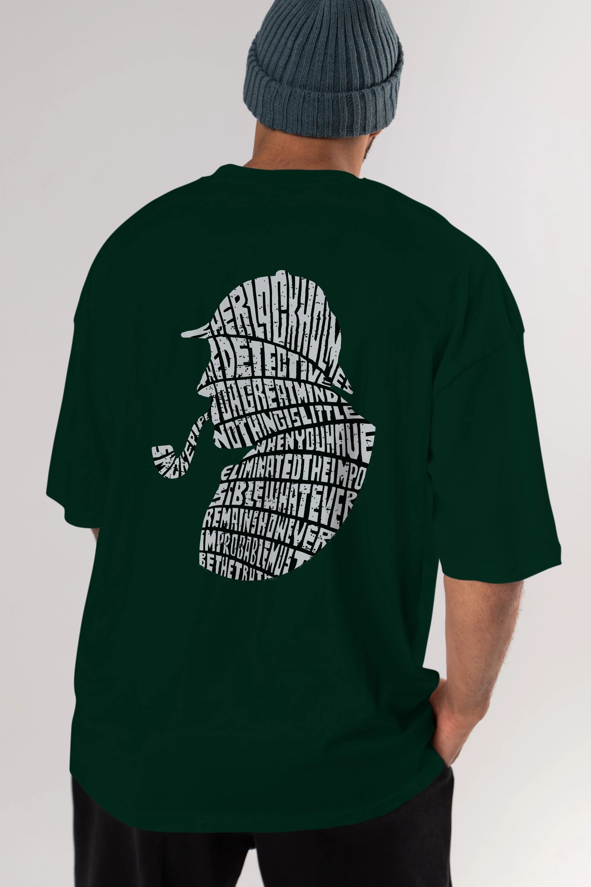 Holmes Arka Baskılı Oversize t-shirt %100 pamuk Erkek Kadın Unisex