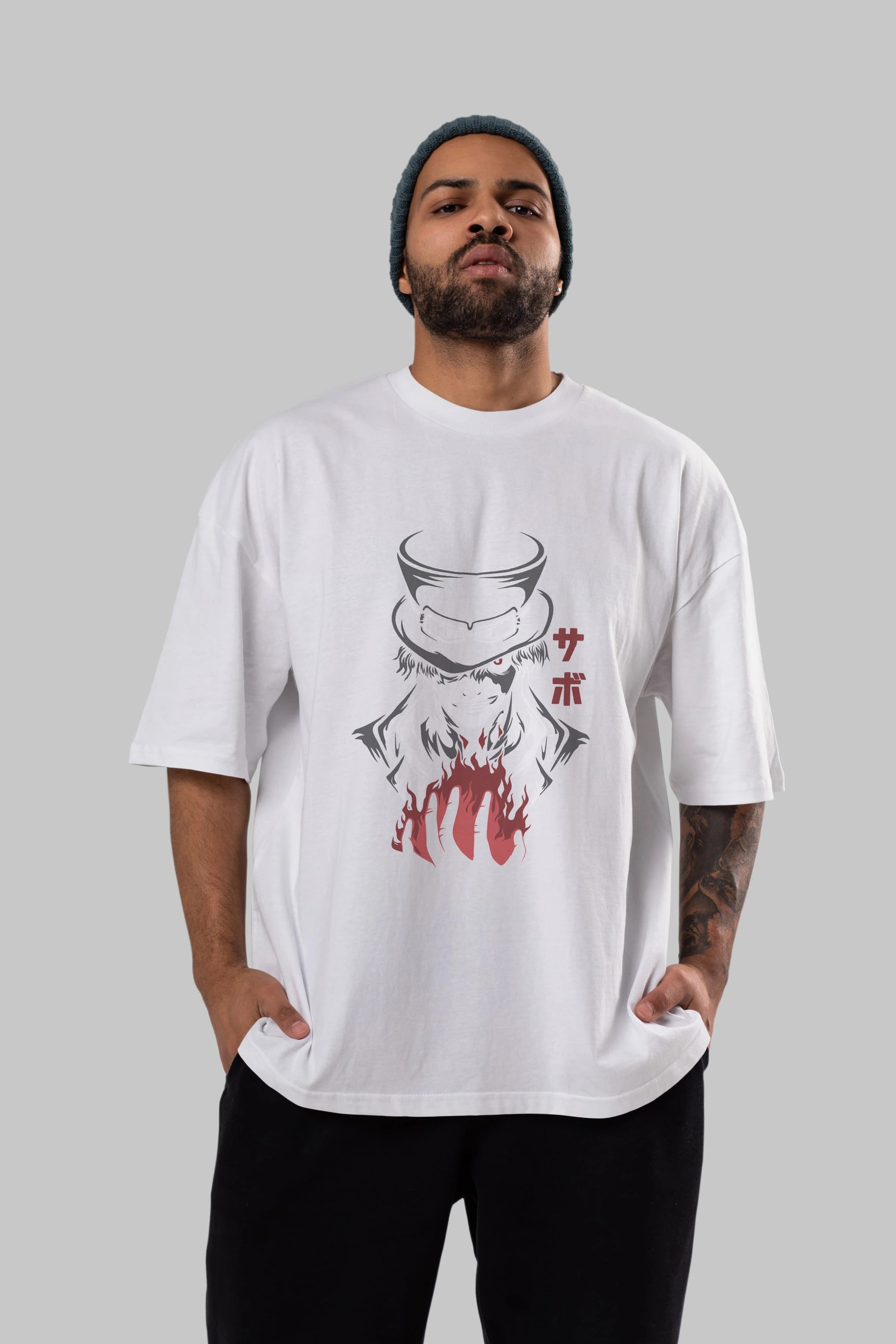 SaboOnePiece Anime Ön Baskılı Oversize t-shirt %100 pamuk Erkek Kadın Unisex