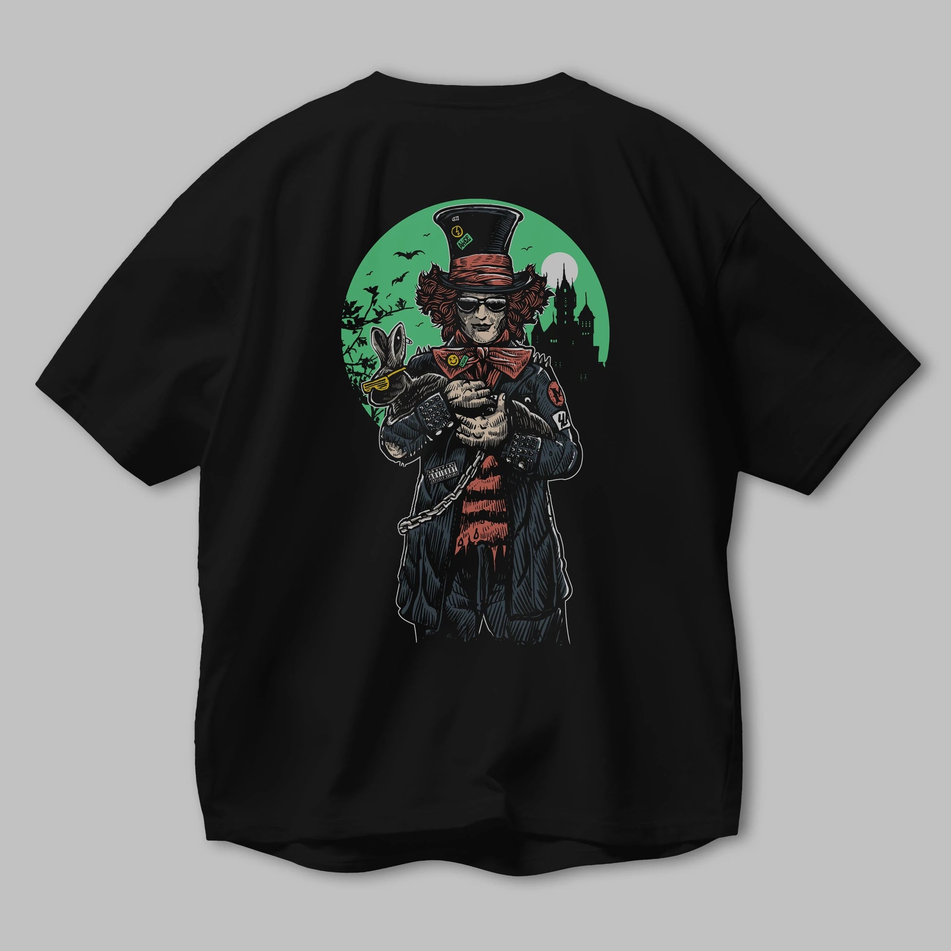Mad Hatter Arka Baskılı Oversize t-shirt Erkek Kadın Unisex %100 Pamuk