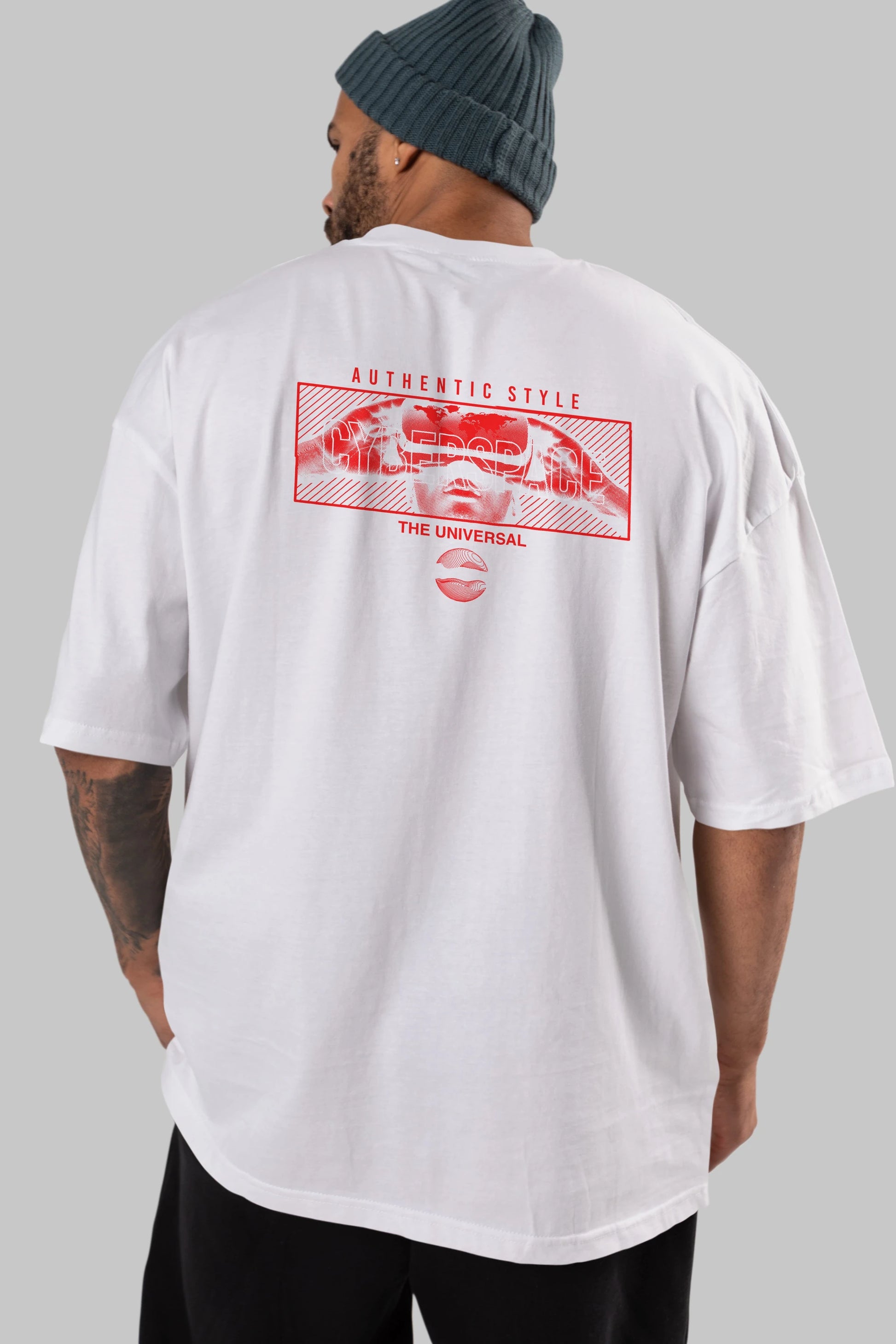 Cyberspace Arka Baskılı Oversize t-shirt Erkek Kadın Unisex