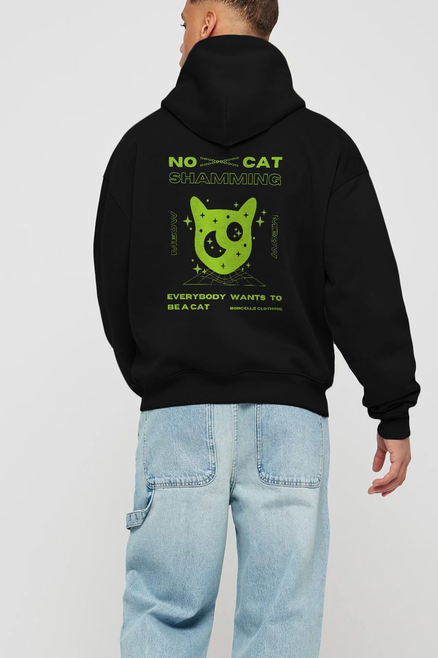 No Cat Shamming Yazılı Arka Baskılı Oversize Hoodie Kapüşonlu Sweatshirt Erkek Kadın Unisex