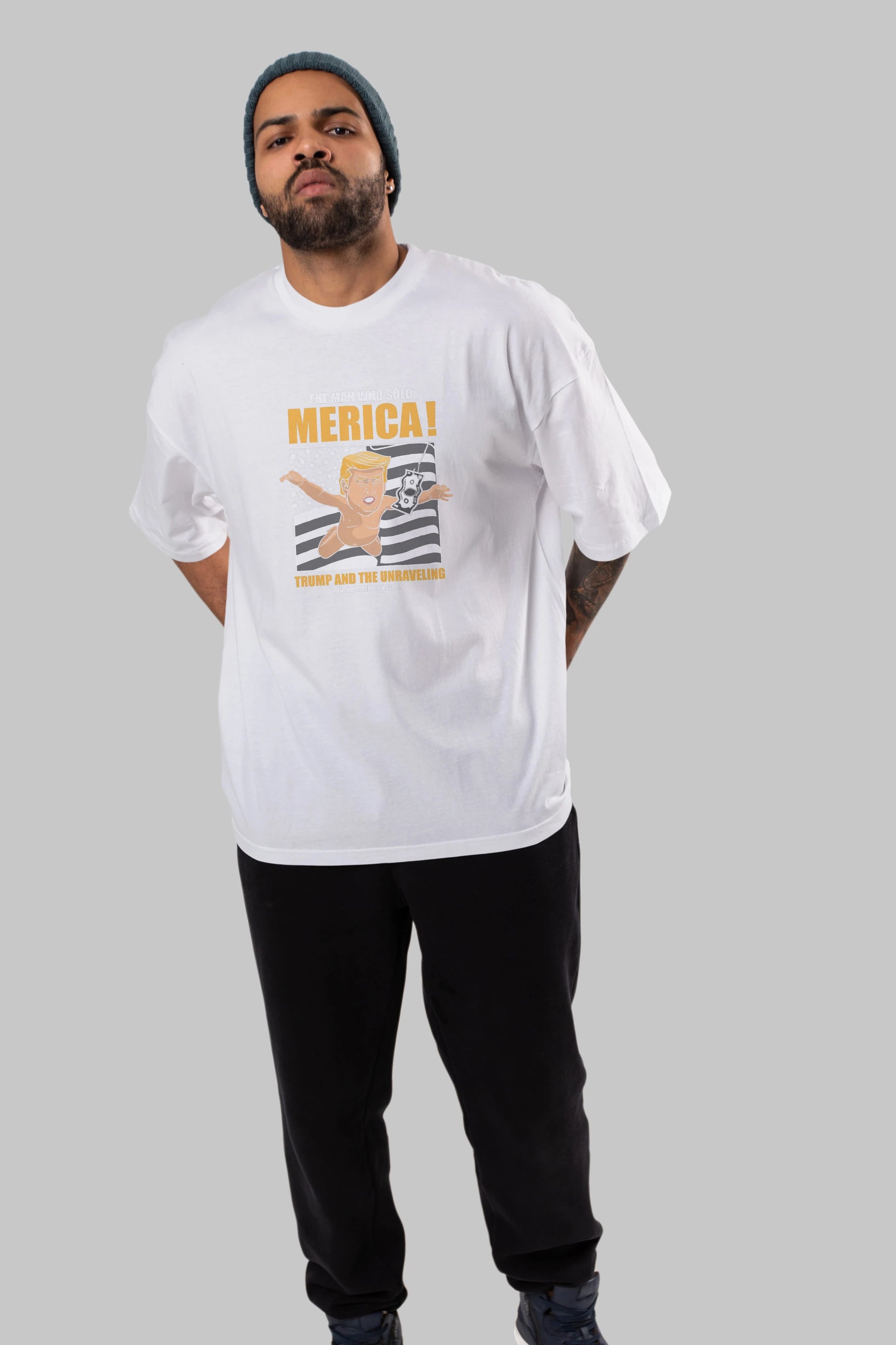 Trump Nirvana Ön Baskılı Oversize t-shirt Erkek Kadın Unisex %100 Pamuk tişort