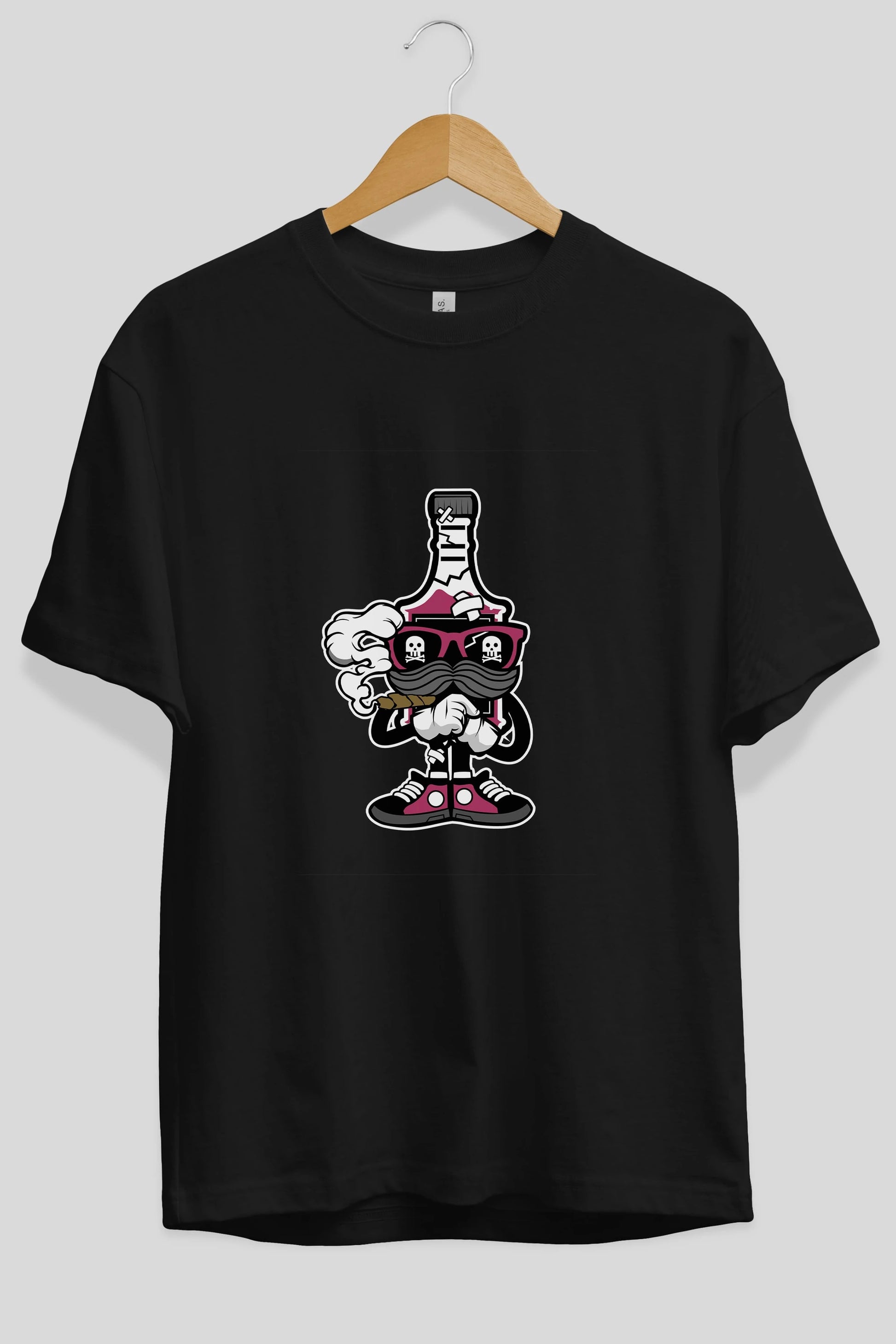 Vodka Bottle Ön Baskılı Oversize t-shirt Erkek Kadın Unisex %100 Pamuk tişort