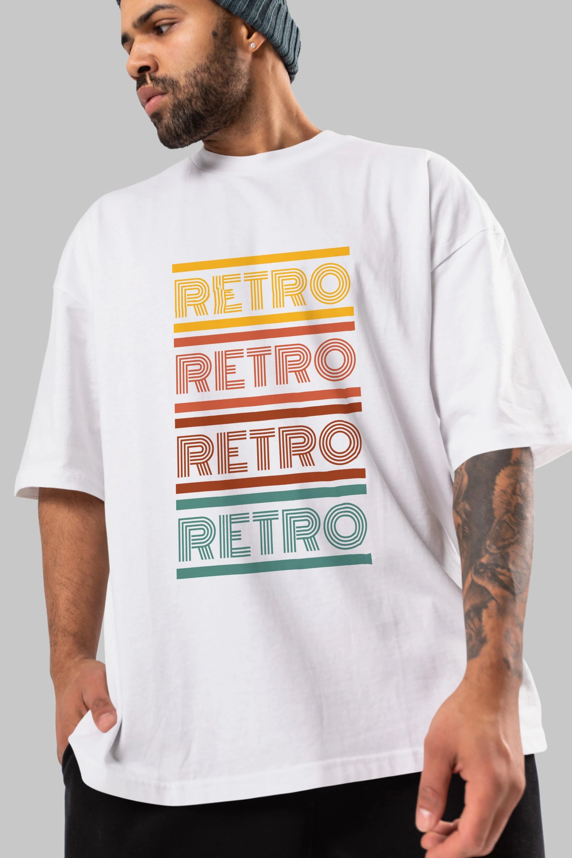 Retro Yazılı Ön Baskılı Oversize t-shirt Erkek Kadın Unisex