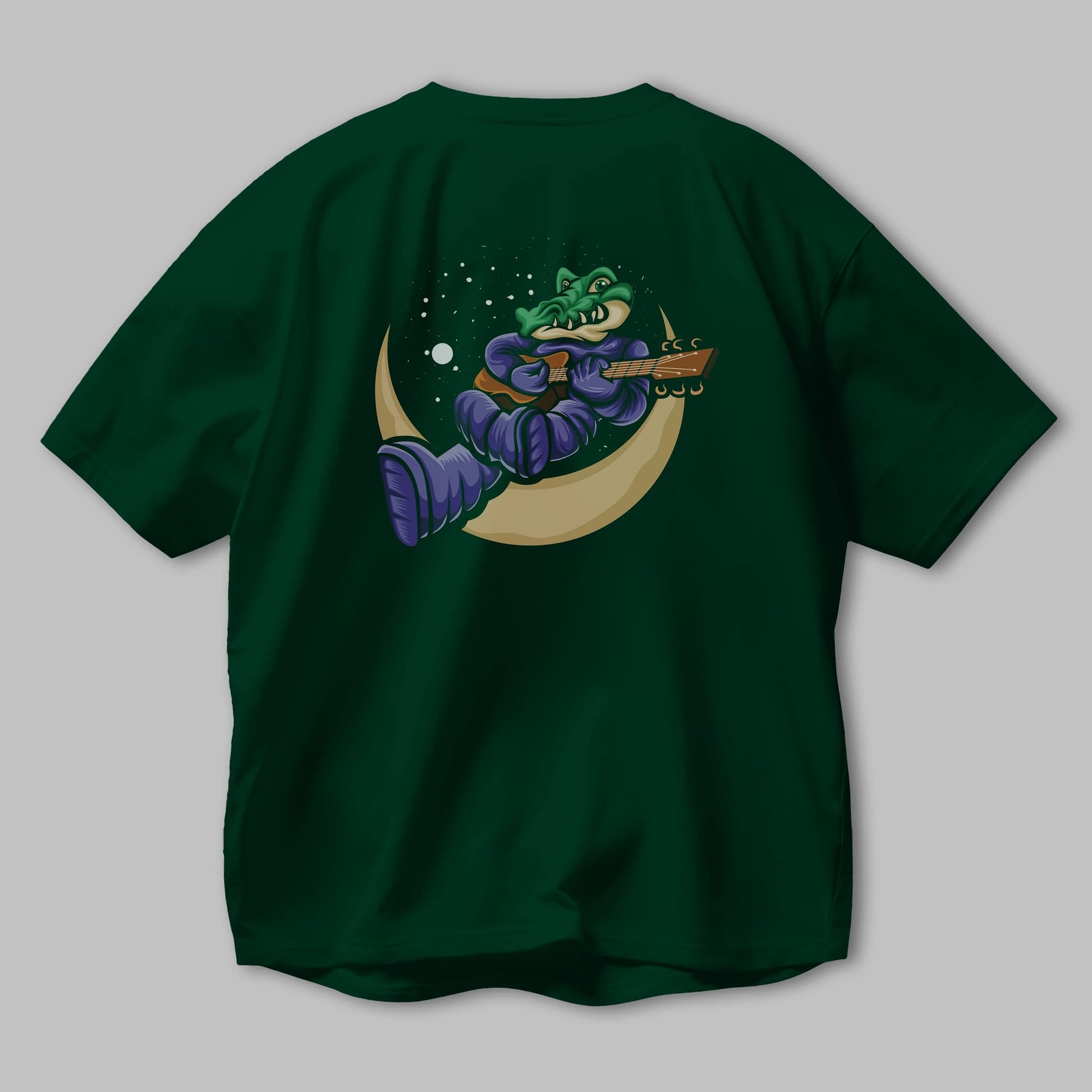Space Crocodile Arka Baskılı Oversize t-shirt Erkek Kadın Unisex
