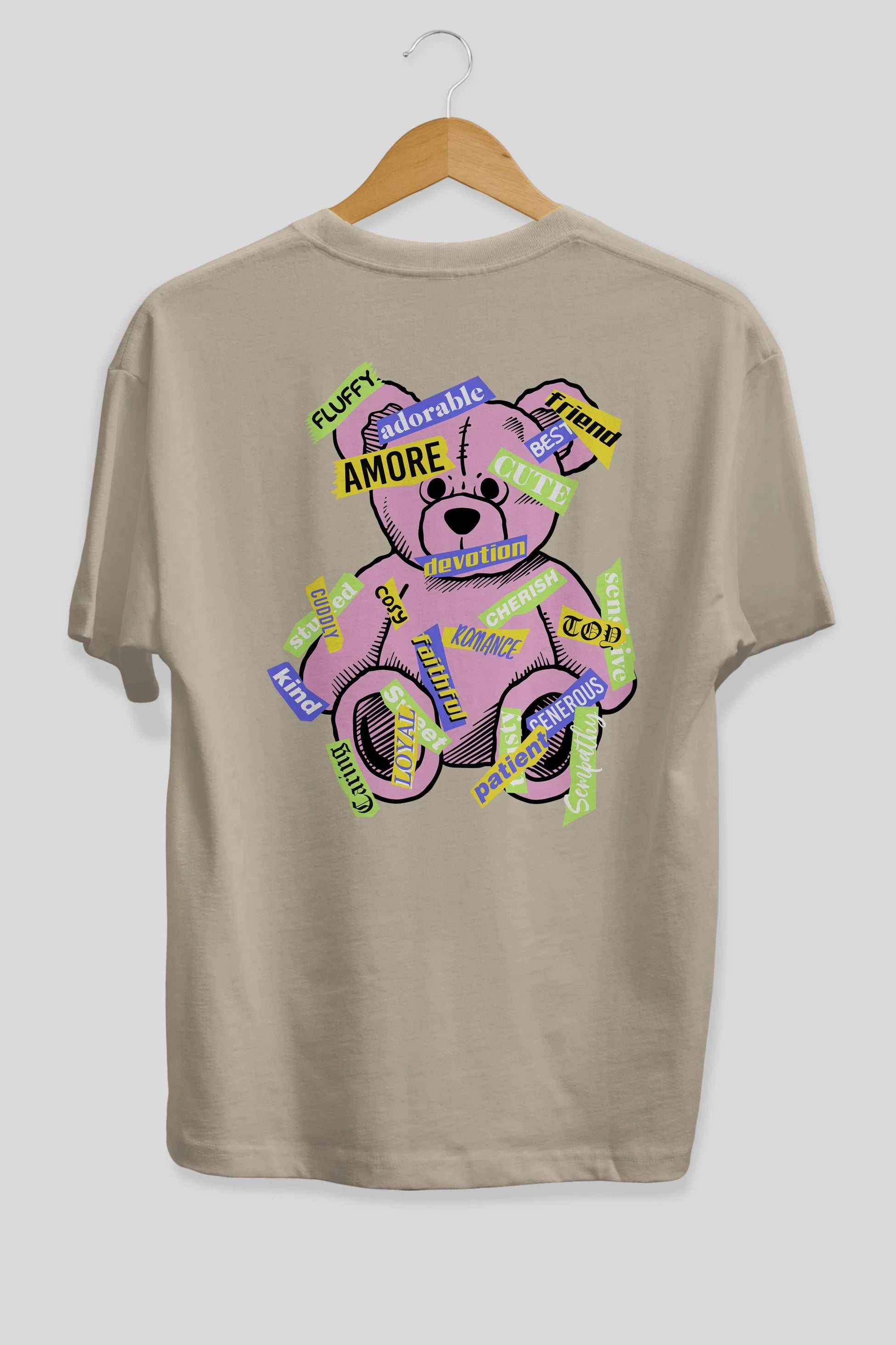 Teddy Bear Cute Arka Baskılı Oversize t-shirt Erkek Kadın Unisex