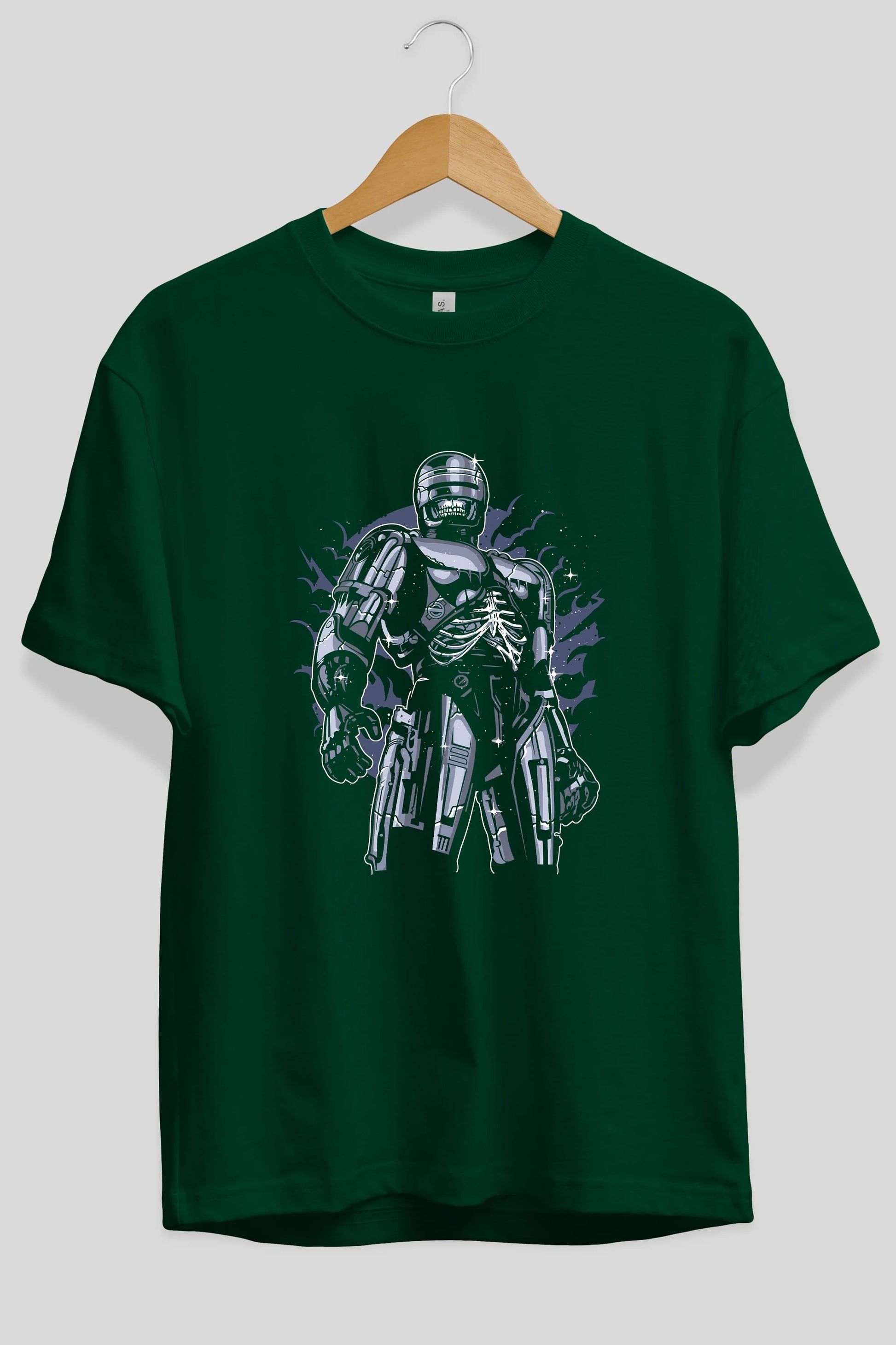 Roboskull Ön Baskılı Oversize t-shirt Erkek Kadın Unisex %100 Pamuk tişort