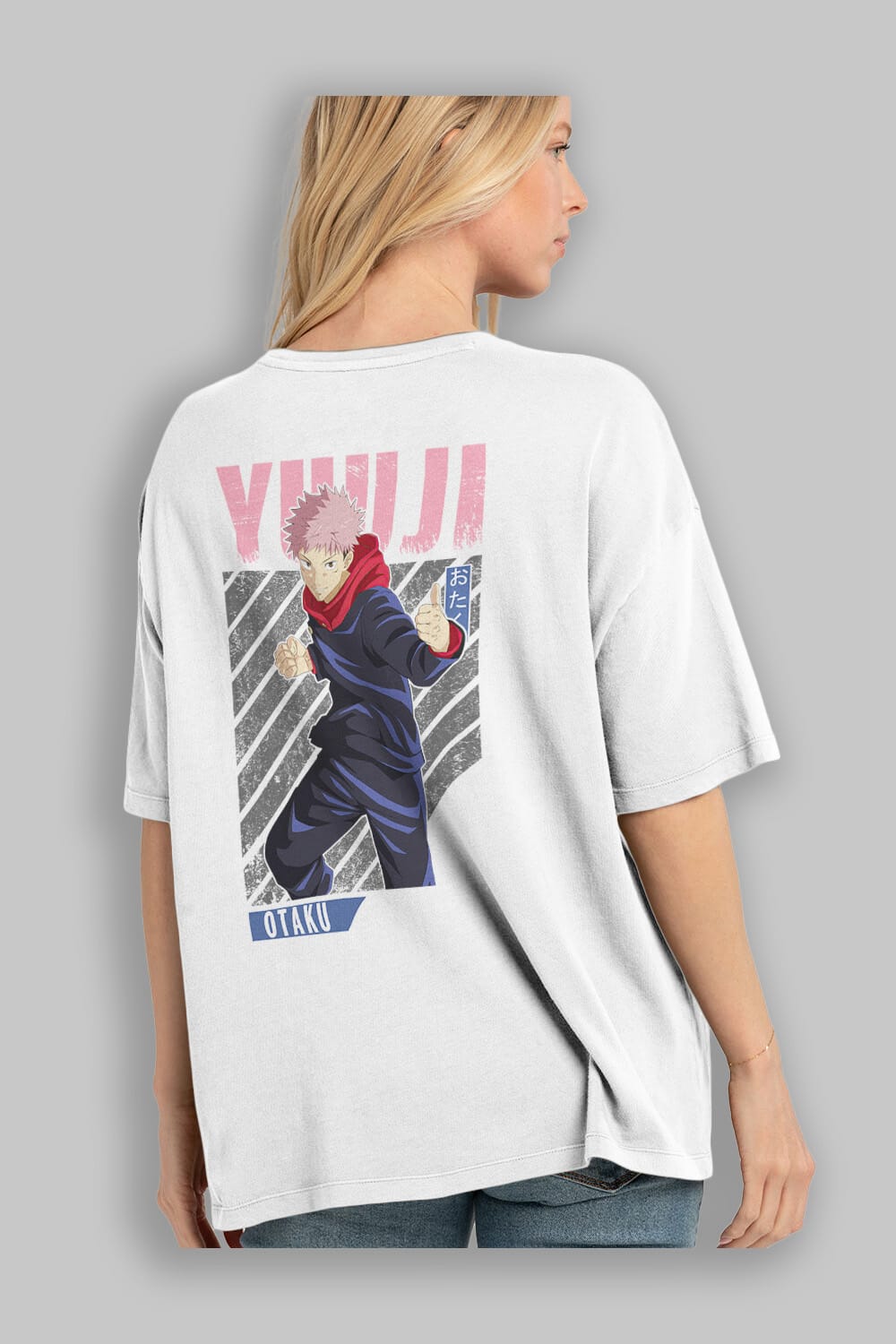 Yuuji Itadori Anime Arka Baskılı Oversize t-shirt Erkek Kadın Unisex