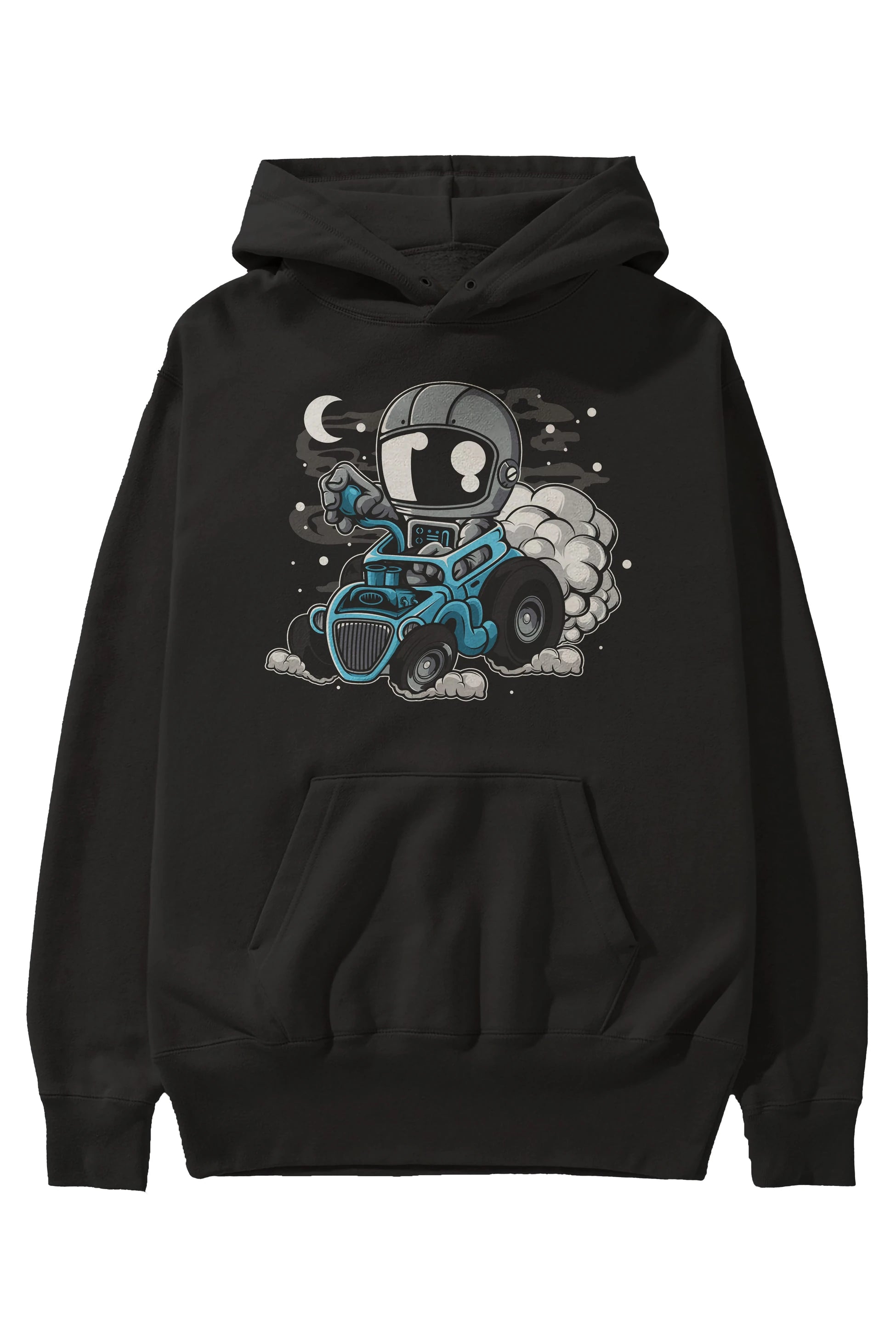 Astronaut Hotrod Ön Baskılı Hoodie Oversize Kapüşonlu Sweatshirt Erkek Kadın Unisex