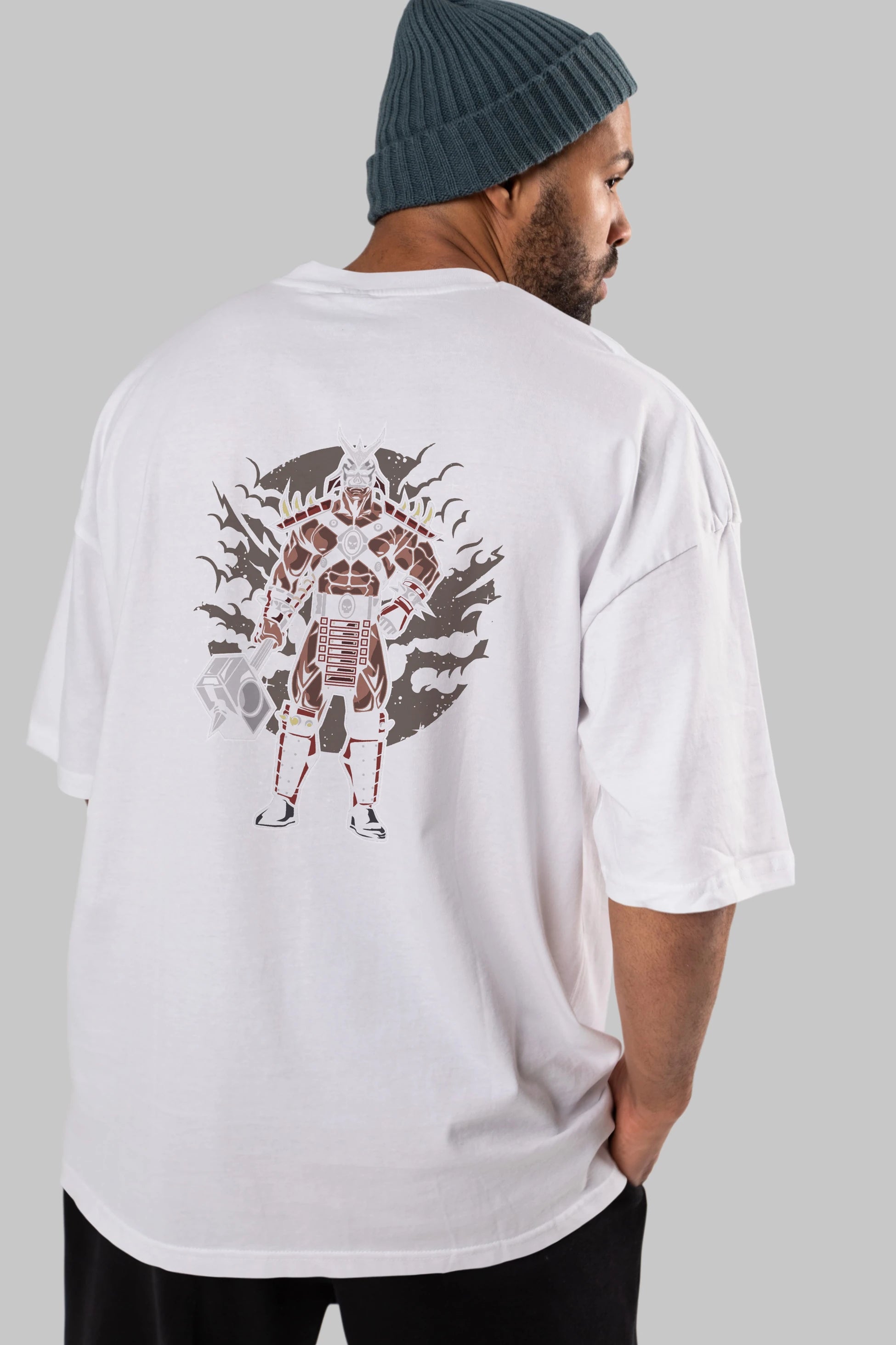 SHOU KHAN Arka Baskılı Oversize t-shirt Erkek Kadın Unisex %100 Pamuk