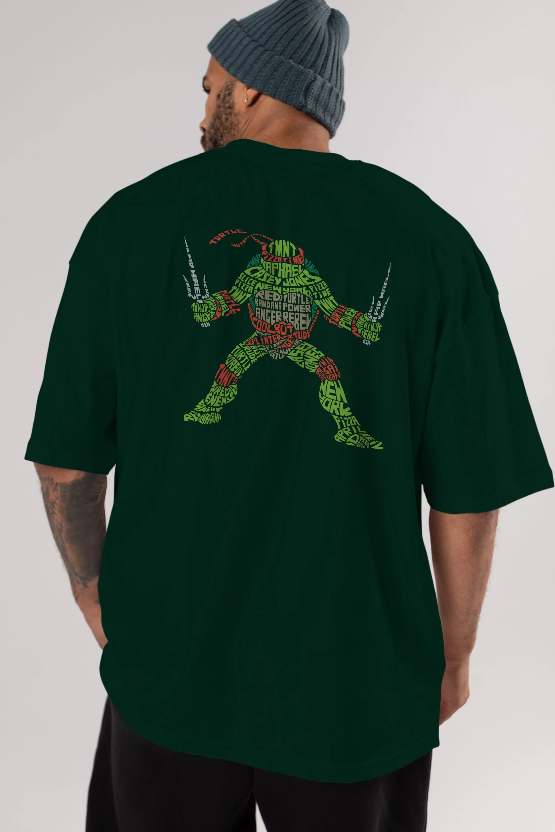 Ninja Turtle Arka Baskılı Oversize t-shirt %100 pamuk Erkek Kadın Unisex