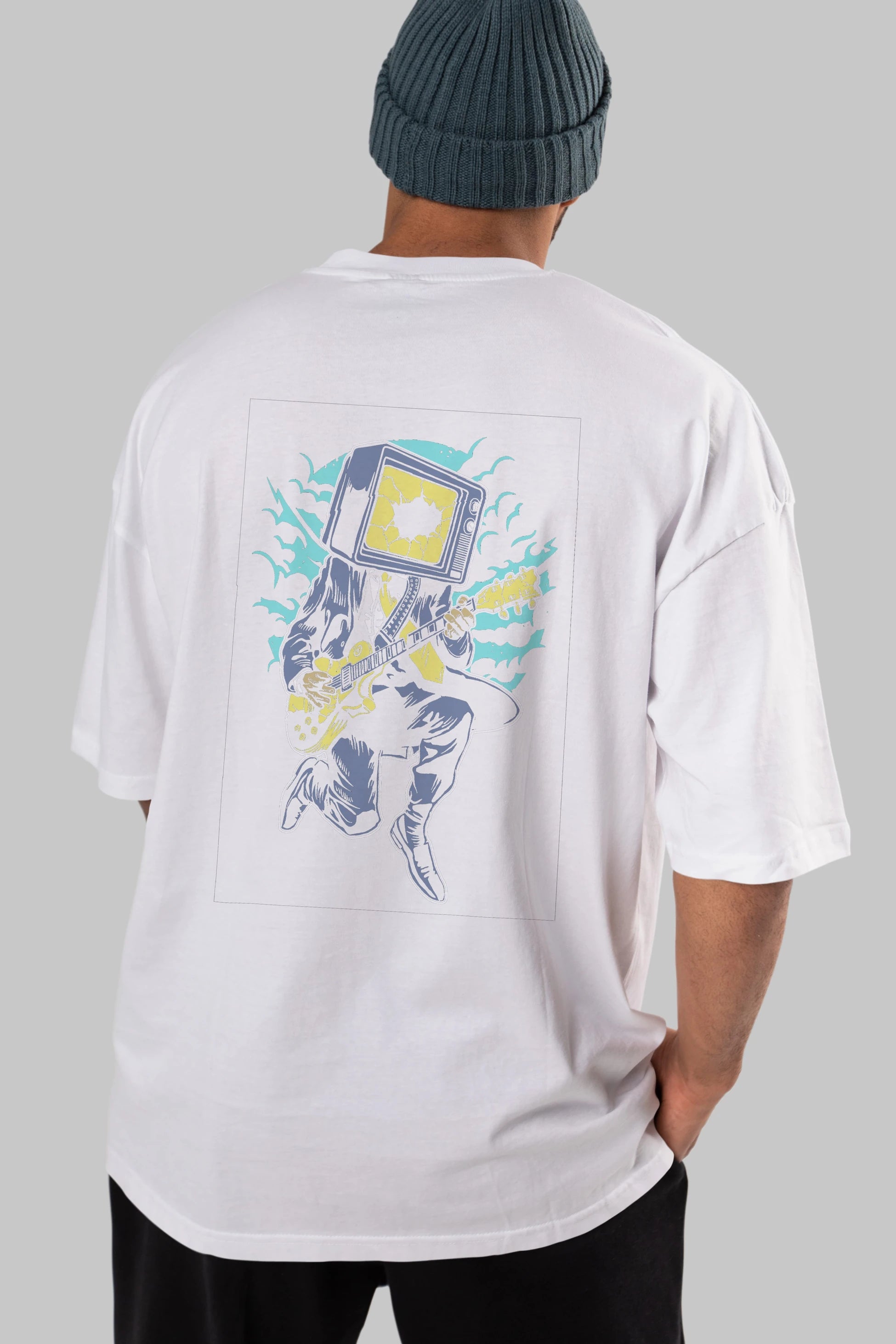 Death Rock Arka Baskılı Oversize t-shirt Erkek Kadın Unisex %100 Pamuk