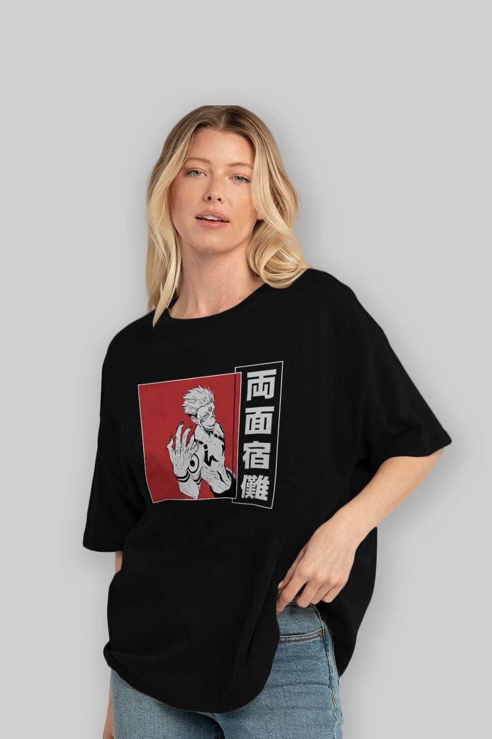 Sukuna Ryoumen 2 Anime Ön Baskılı Oversize t-shirt %100 pamuk Erkek Kadın Unisex