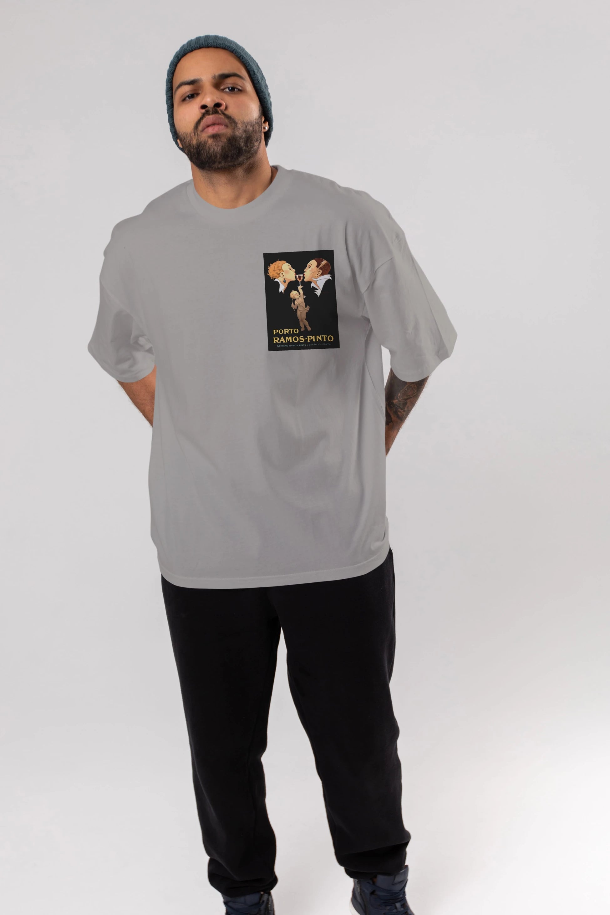 Porto Ramos Pinto Ön Sol Baskılı Oversize t-shirt Erkek Kadın Unisex %100 Pamuk Bisiklet Yaka tişort