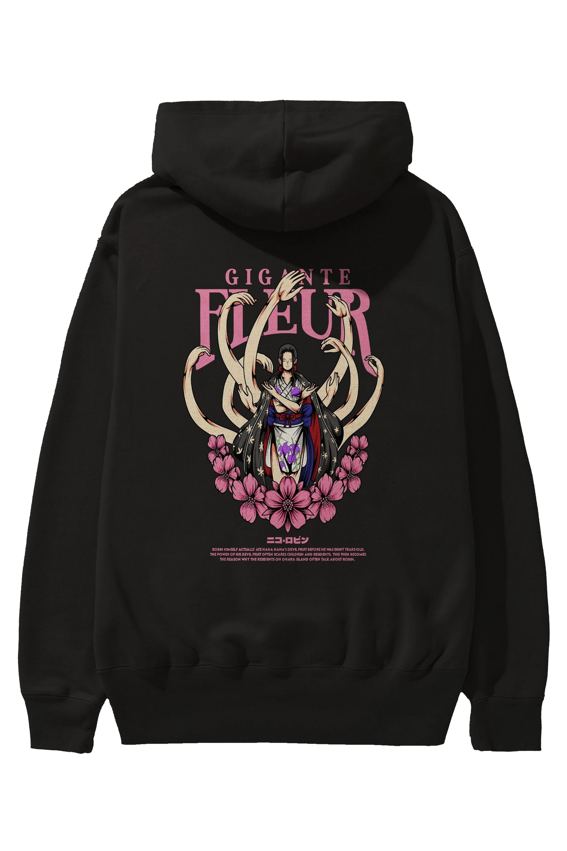Gigante Fleur Anime Arka Baskılı Hoodie Oversize Kapüşonlu Sweatshirt Erkek Kadın Unisex