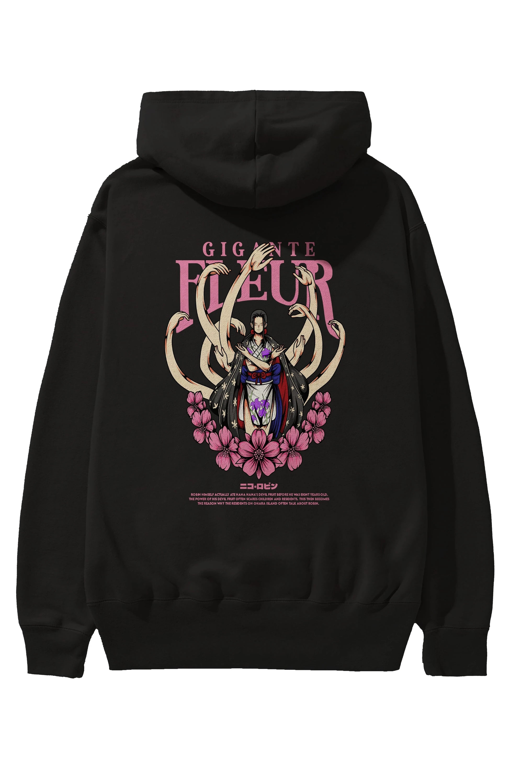 Gigante Fleur Anime Arka Baskılı Hoodie Oversize Kapüşonlu Sweatshirt Erkek Kadın Unisex