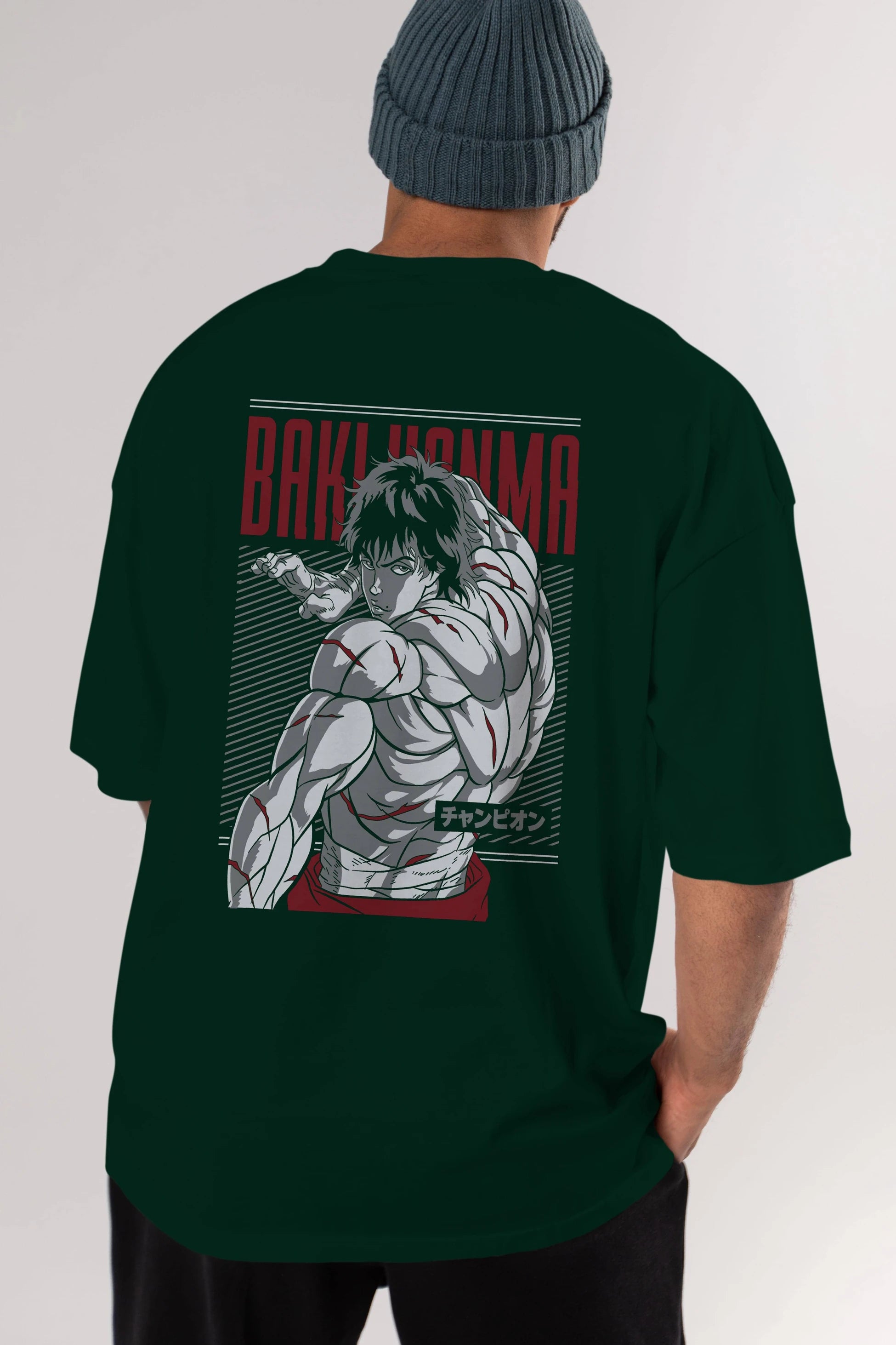BAKI HANMA Anime Arka Baskılı Oversize t-shirt Erkek Kadın Unisex