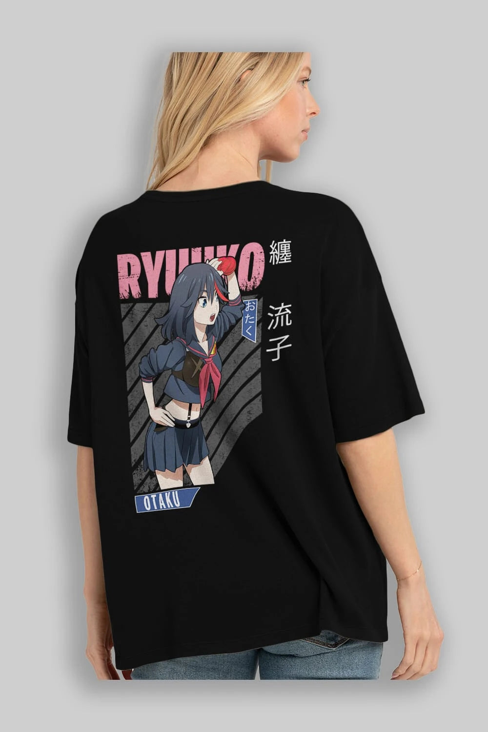 Ryuuko Matoi 6 Anime Arka Baskılı Oversize t-shirt Erkek Kadın Unisex