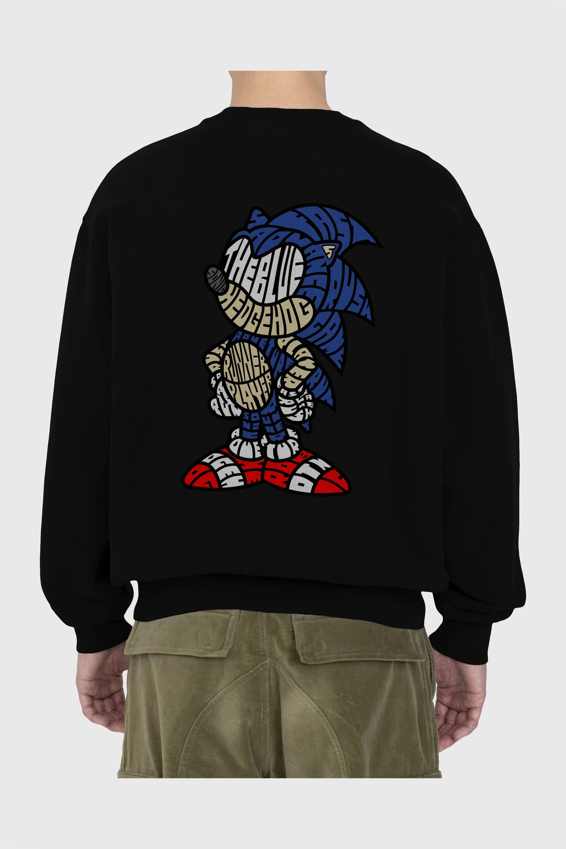 The Blue Hedgehog Arka Baskılı Oversize Sweatshirt Erkek Kadın Unisex