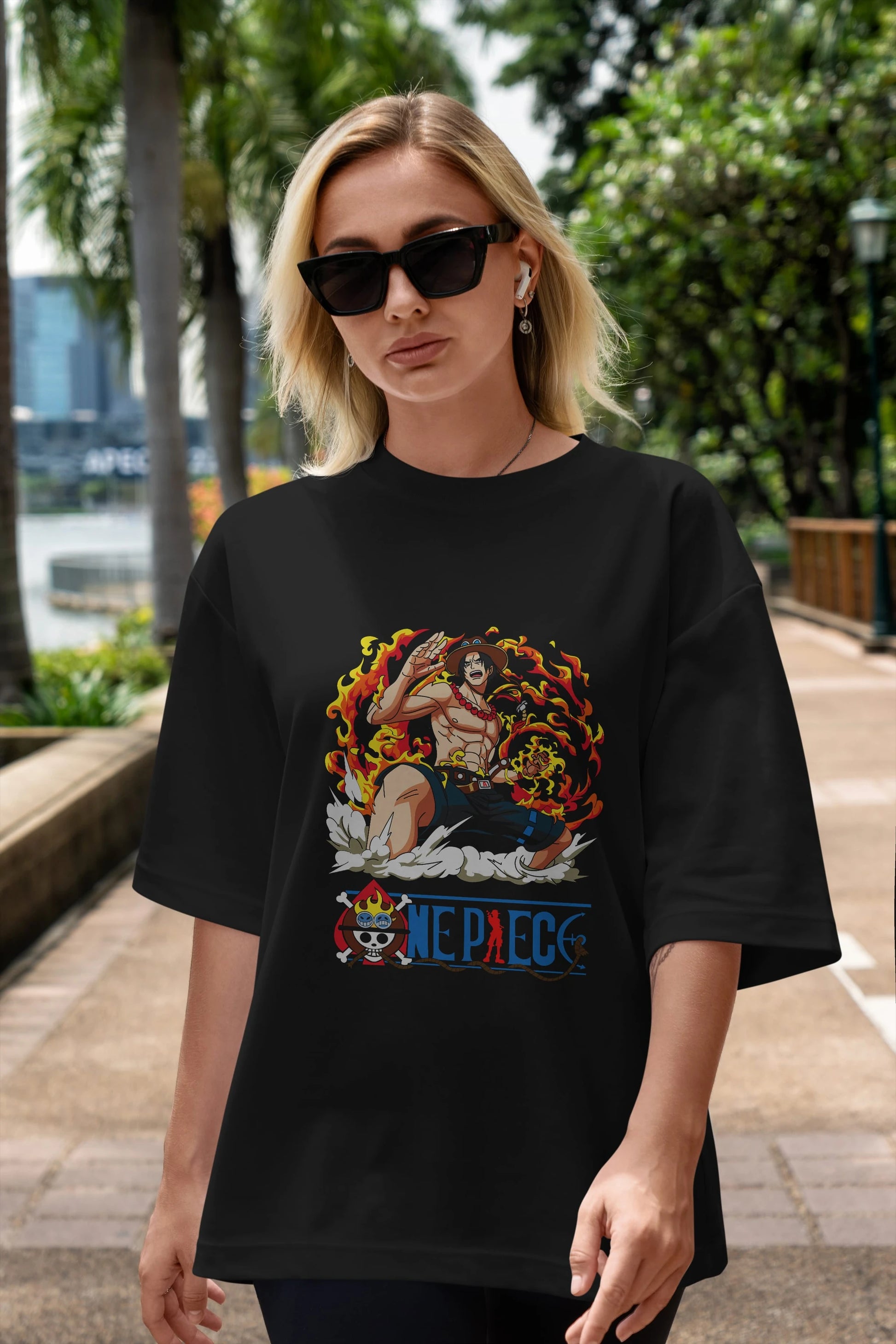 One Piece Anime Ön Baskılı Oversize t-shirt Erkek Kadın Unisex