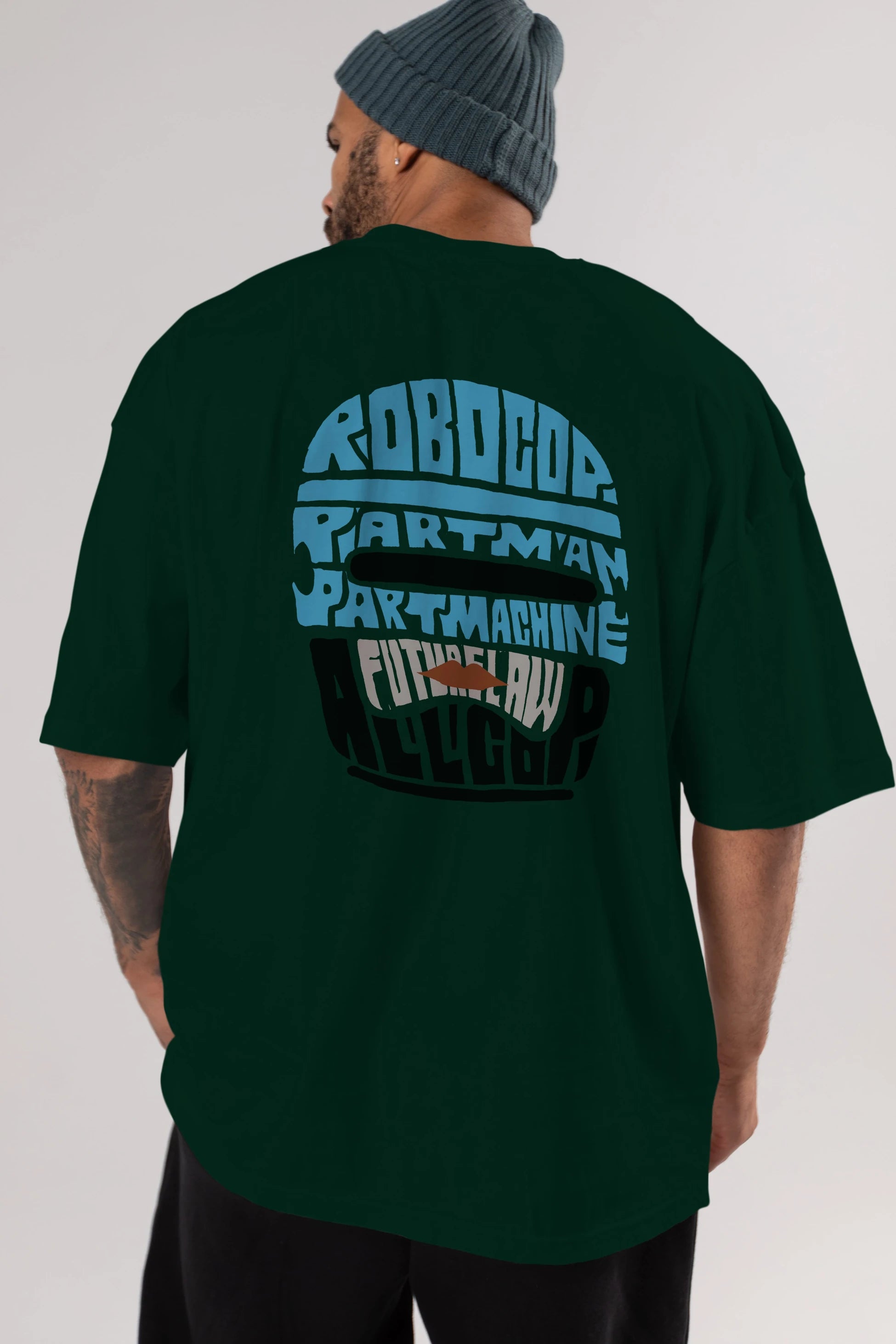 Robocop Arka Baskılı Oversize t-shirt %100 pamuk Erkek Kadın Unisex
