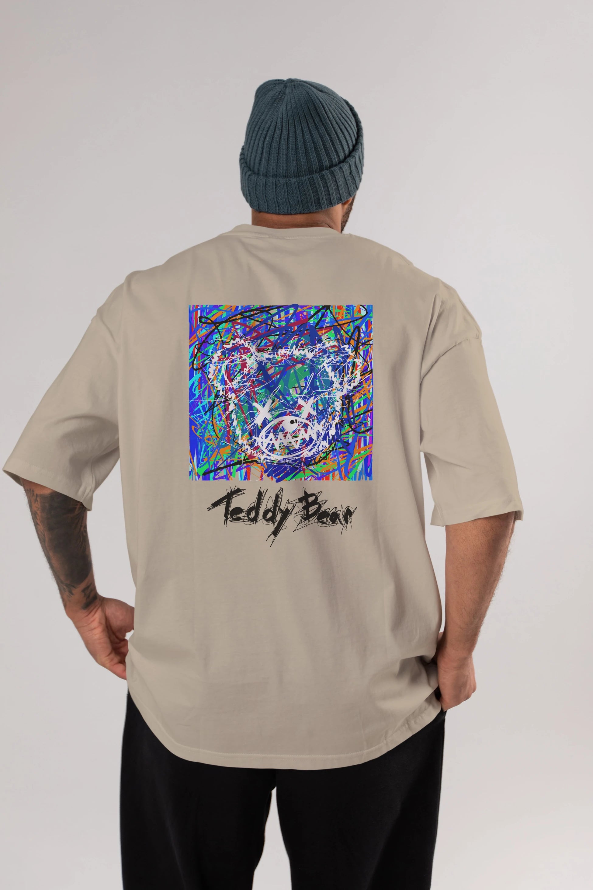 Teddy Bear 3 Arka Baskılı Oversize t-shirt Erkek Kadın Unisex