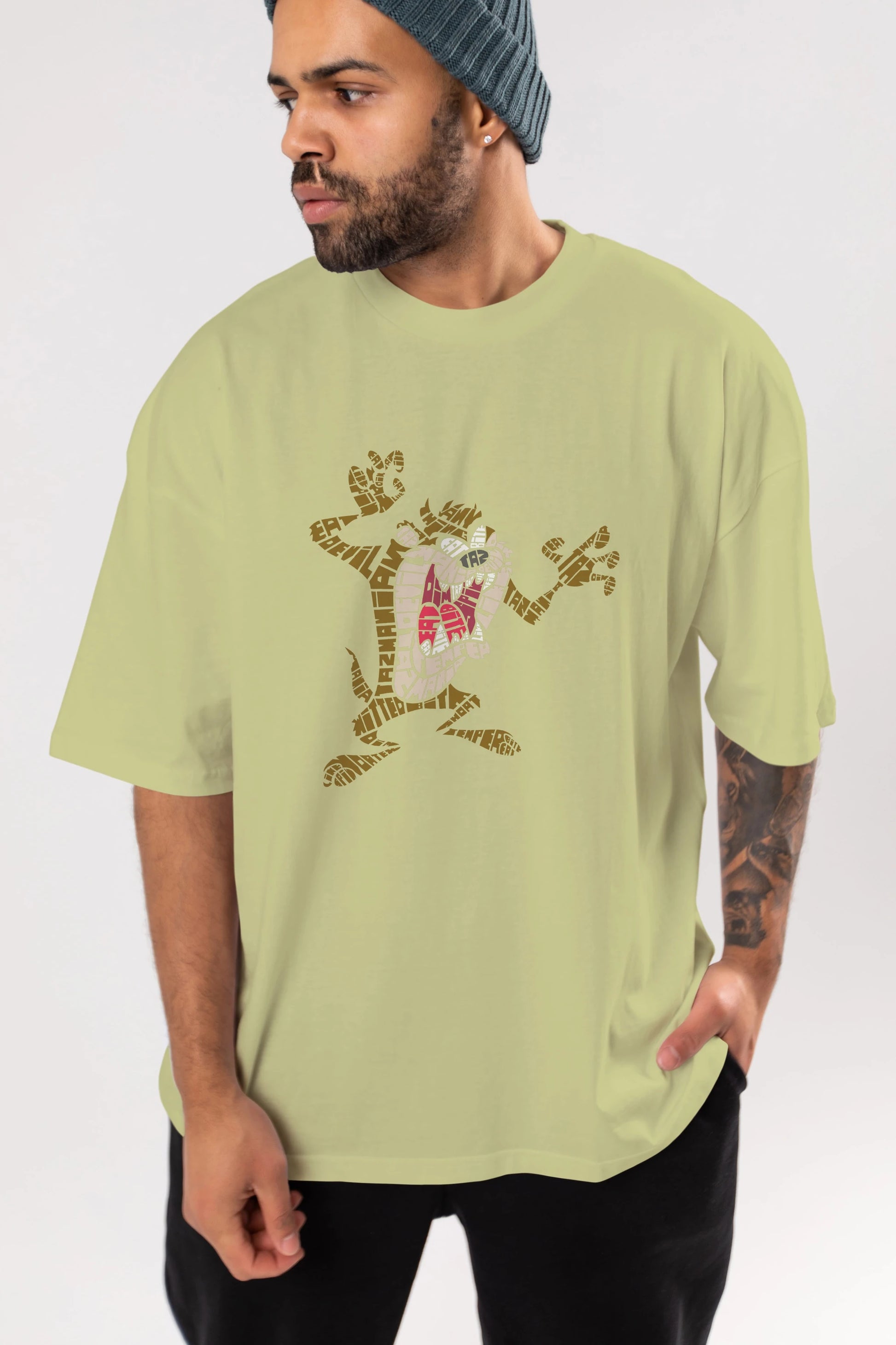 Tazmania Ön Baskılı Oversize t-shirt %100 pamuk Erkek Kadın Unisex