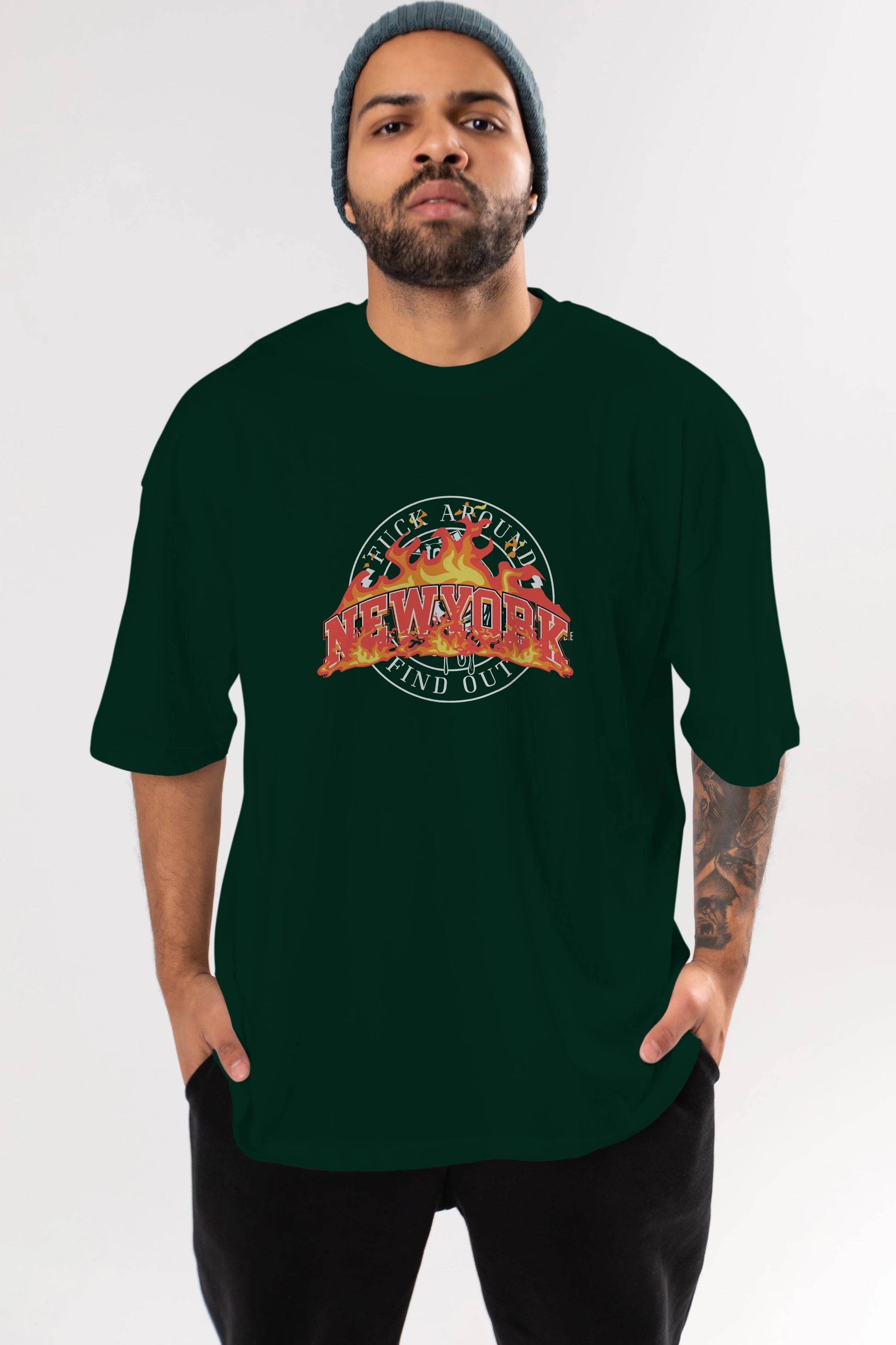 Newyork Style Ön Baskılı Oversize t-shirt Erkek Kadın Unisex