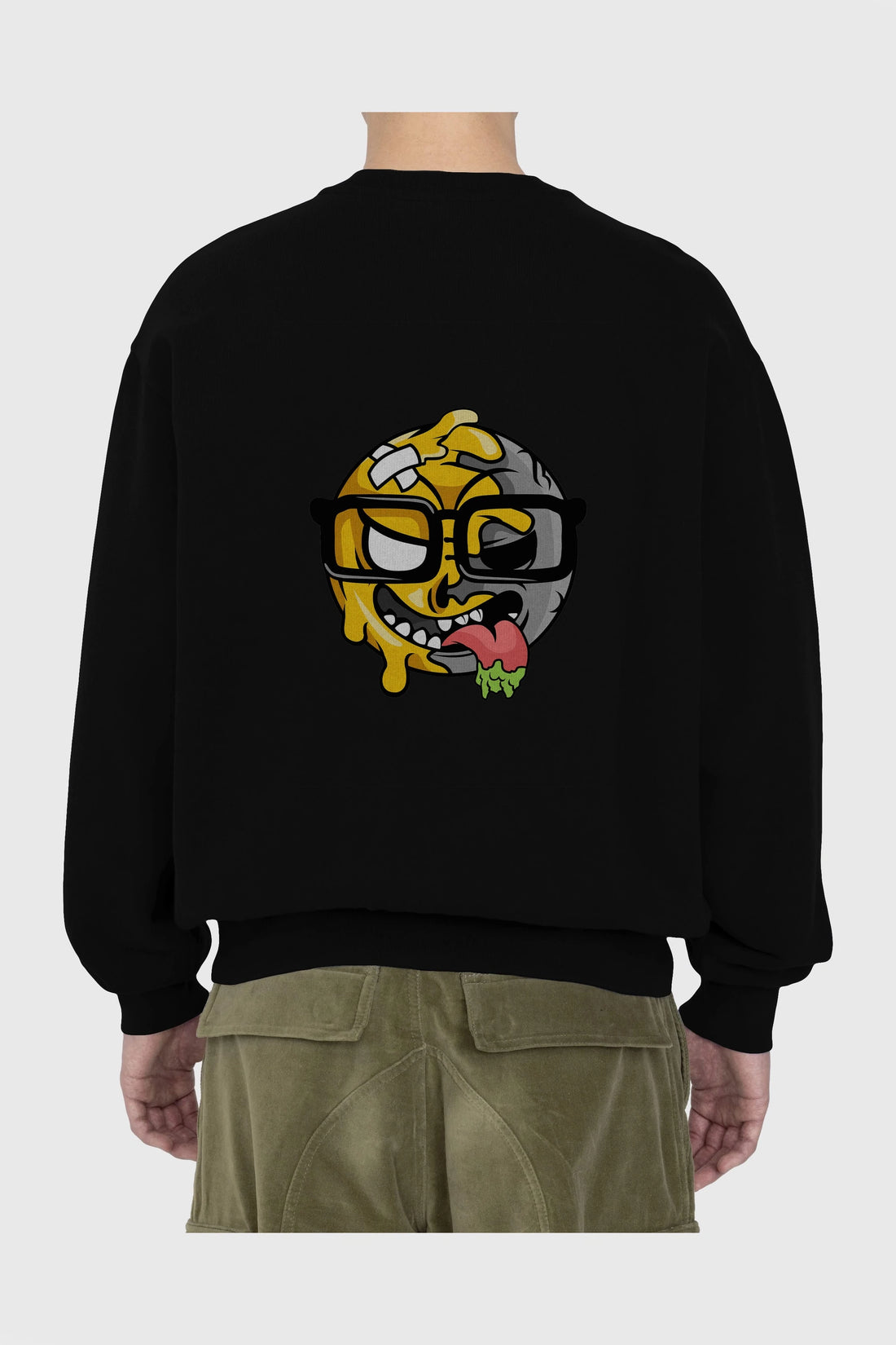 Smiley Nerd Arka Baskılı Oversize Sweatshirt Erkek Kadın Unisex