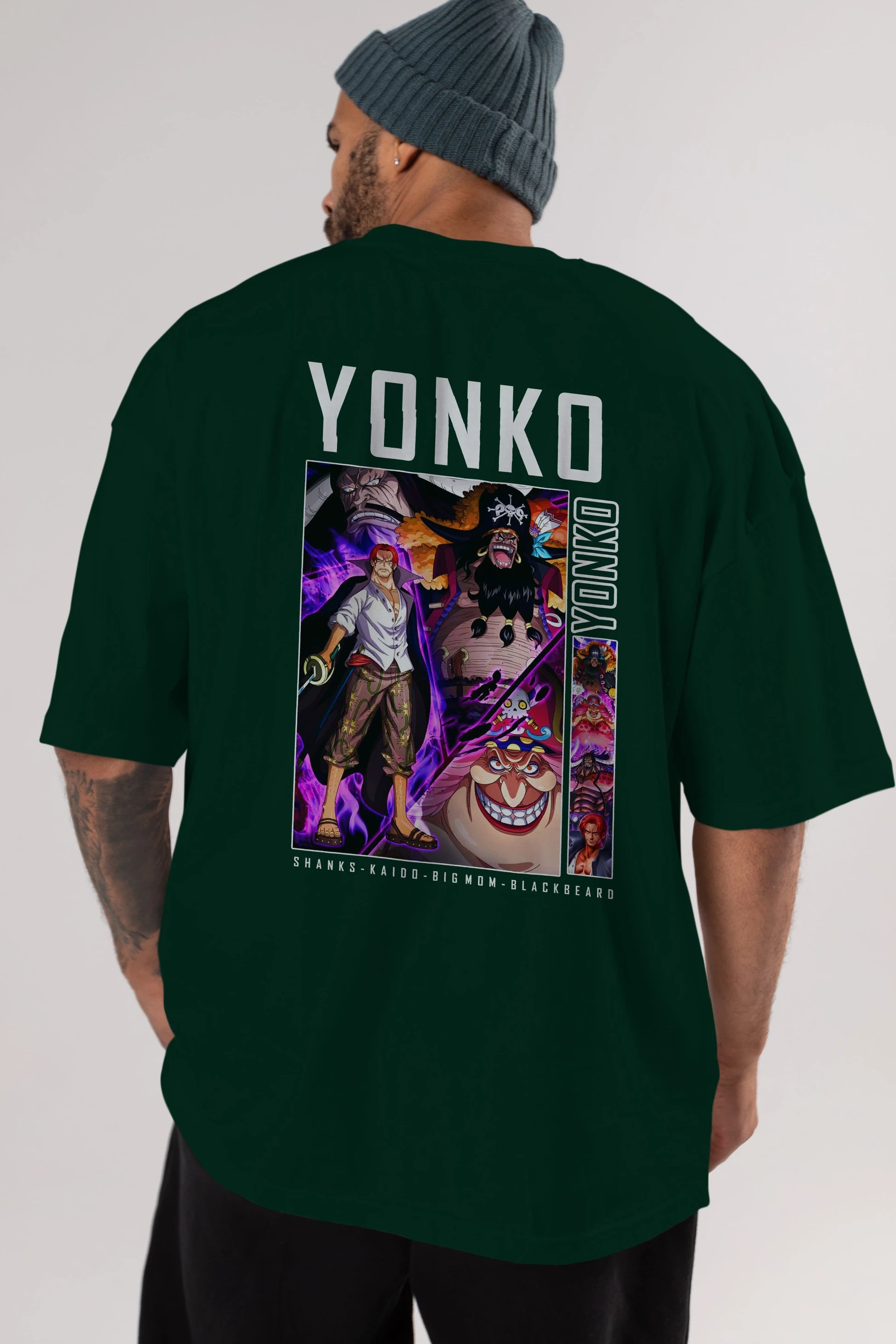 Yonko Anime Arka Baskılı Oversize t-shirt Erkek Kadın Unisex %100 pamuk tişort