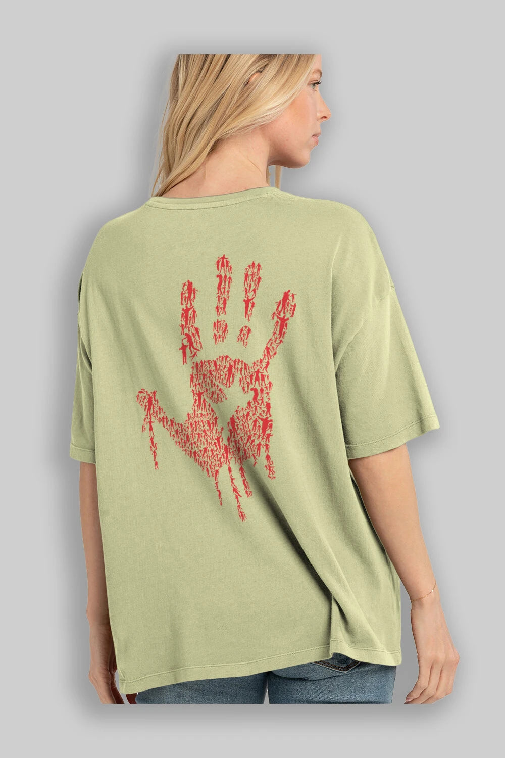 Hand Of Zombies Arka Baskılı Oversize t-shirt %100 pamuk Erkek Kadın Unisex