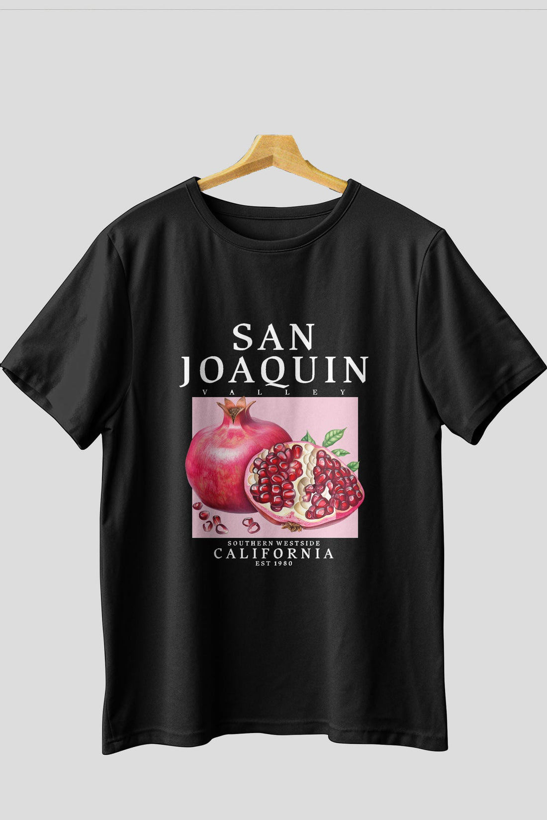 San Joaquin Nar Ön Baskılı Oversize t-shirt Erkek Kadın Pamuk Bisiklet Yaka tişort