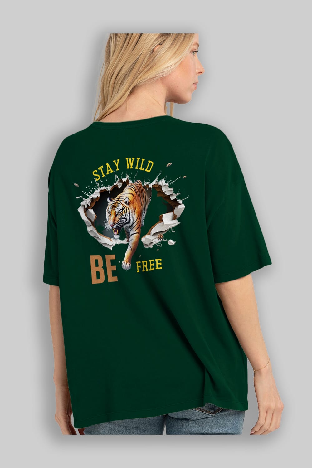 Stay Wild Be Free Yazılı Arka Baskılı Oversize t-shirt Erkek Kadın Unisex