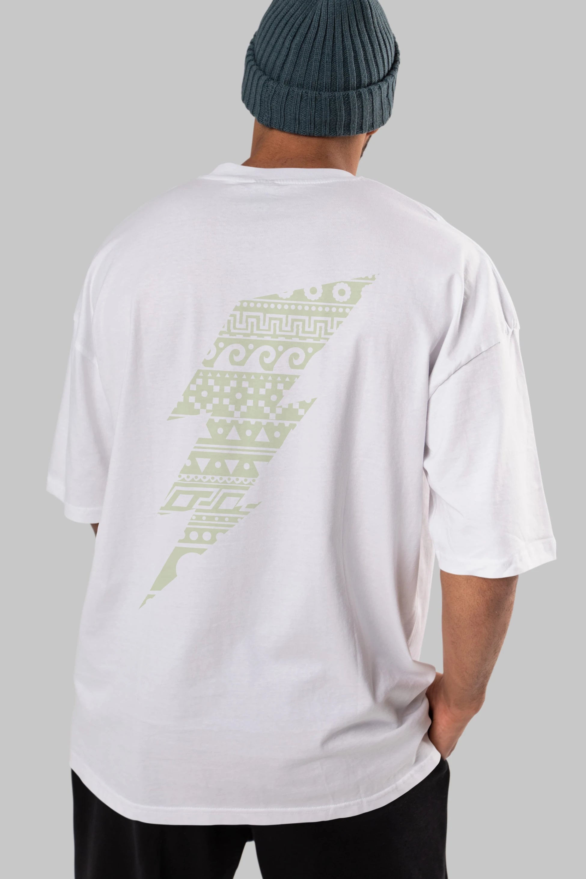 Thunderbolt Arka Baskılı Oversize t-shirt %100 pamuk Erkek Kadın Unisex