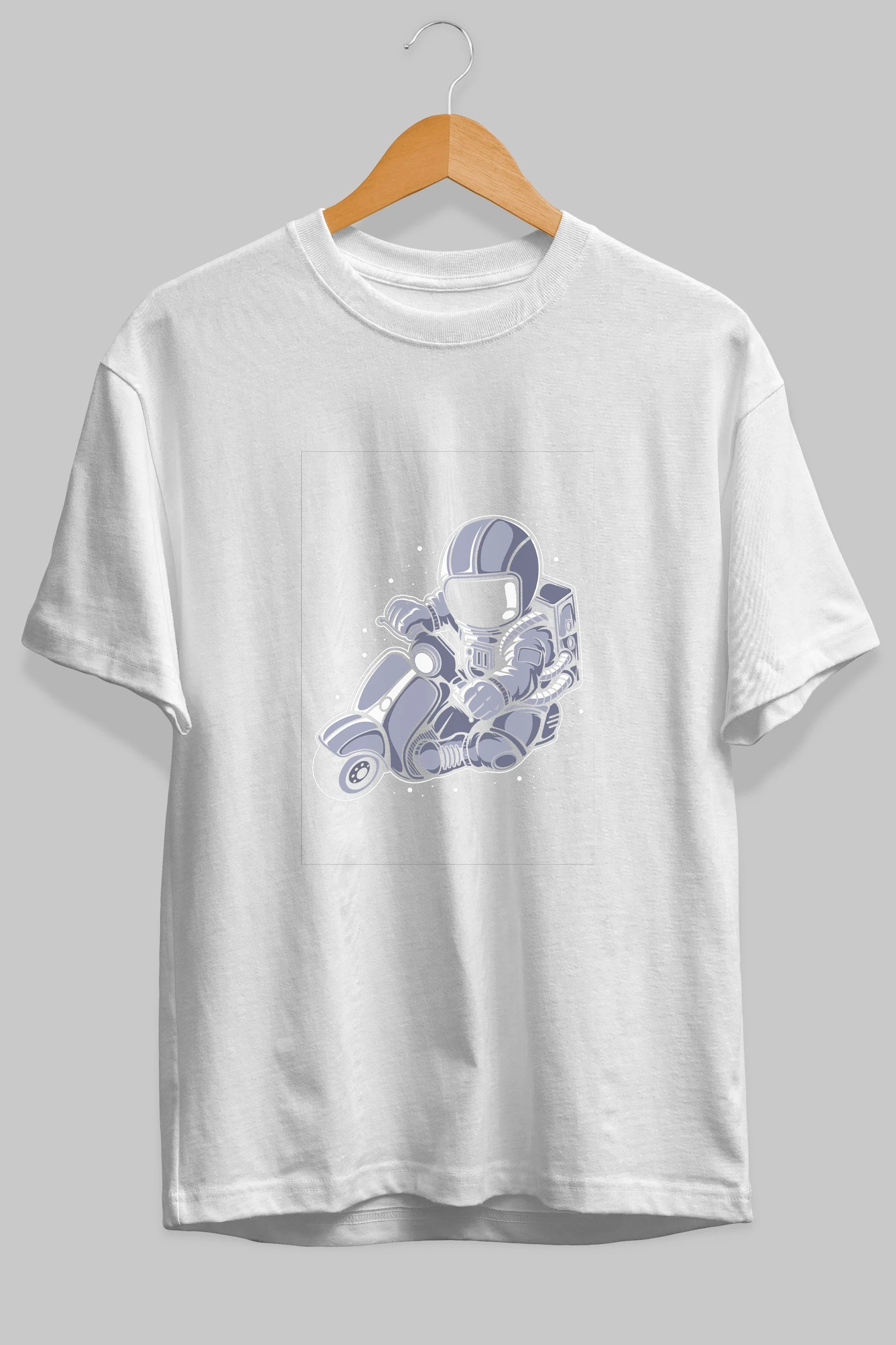 Astronaut Scooter (2) Ön Baskılı Oversize t-shirt Erkek Kadın Unisex