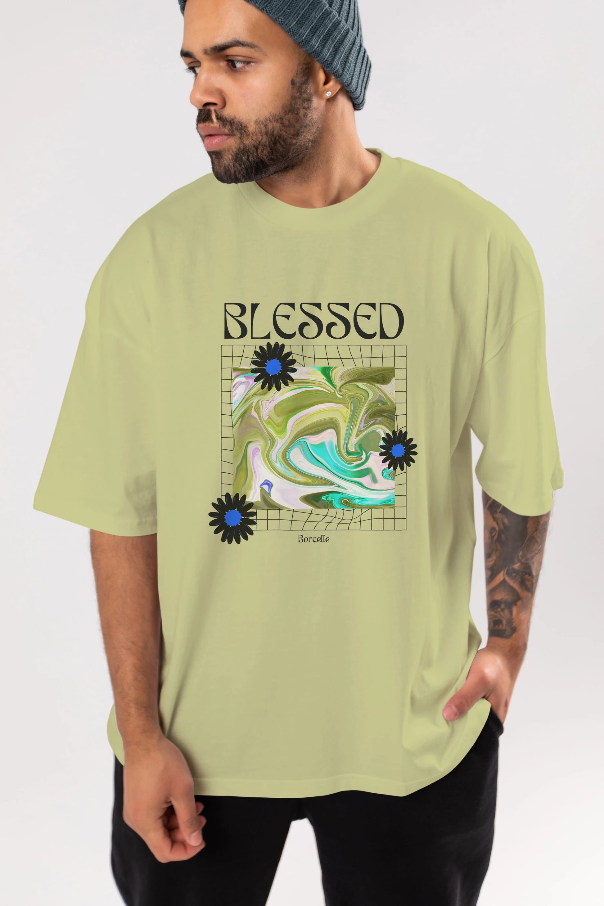 Blessed Ön Baskılı Oversize t-shirt Erkek Kadın Unisex