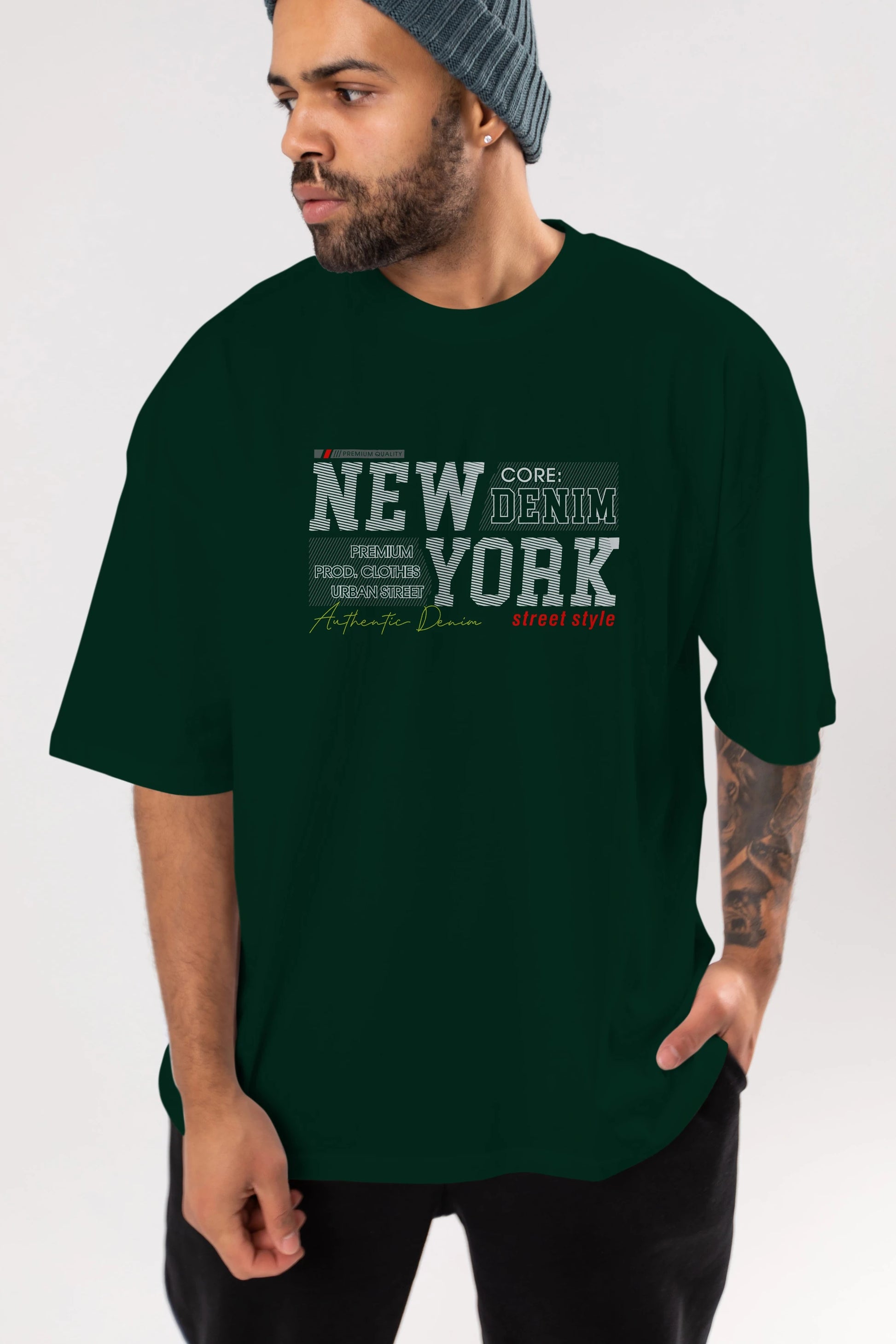 New York Street Ön Baskılı Oversize t-shirt Erkek Kadın Unisex