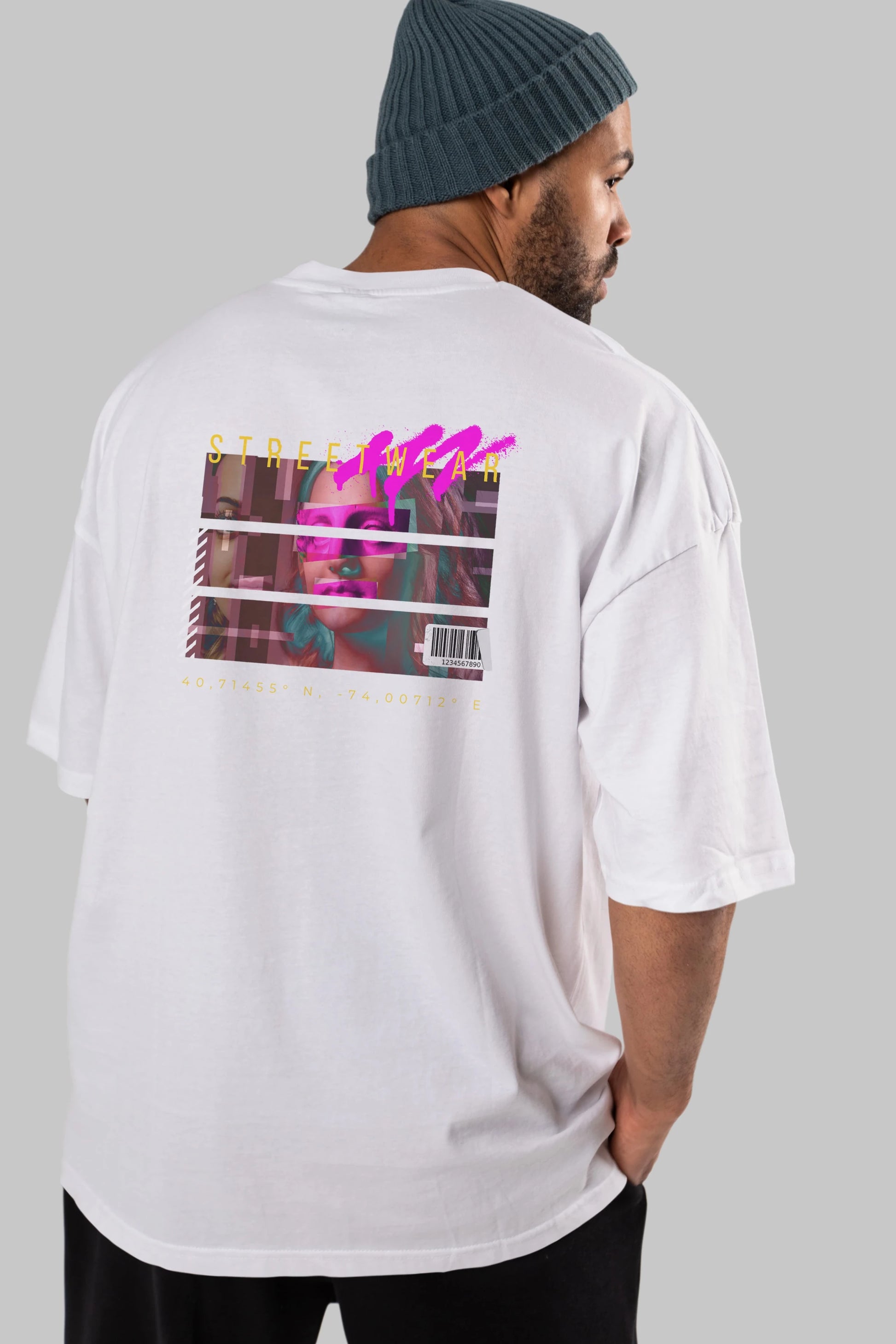 Futuristic Streetwear 2 Arka Baskılı Oversize t-shirt Erkek Kadın Unisex