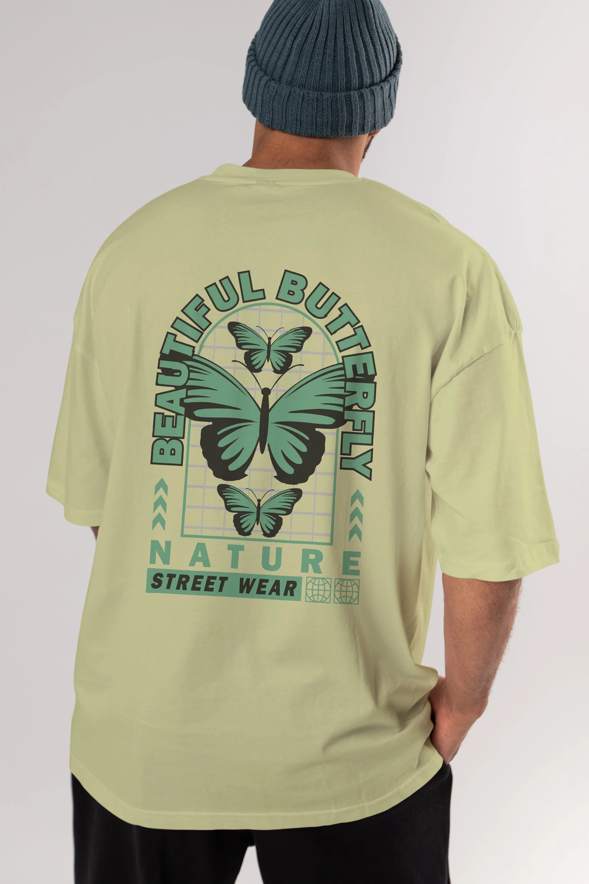 Beautiful Butterfly Arka Baskılı Oversize t-shirt Erkek Kadın Unisex