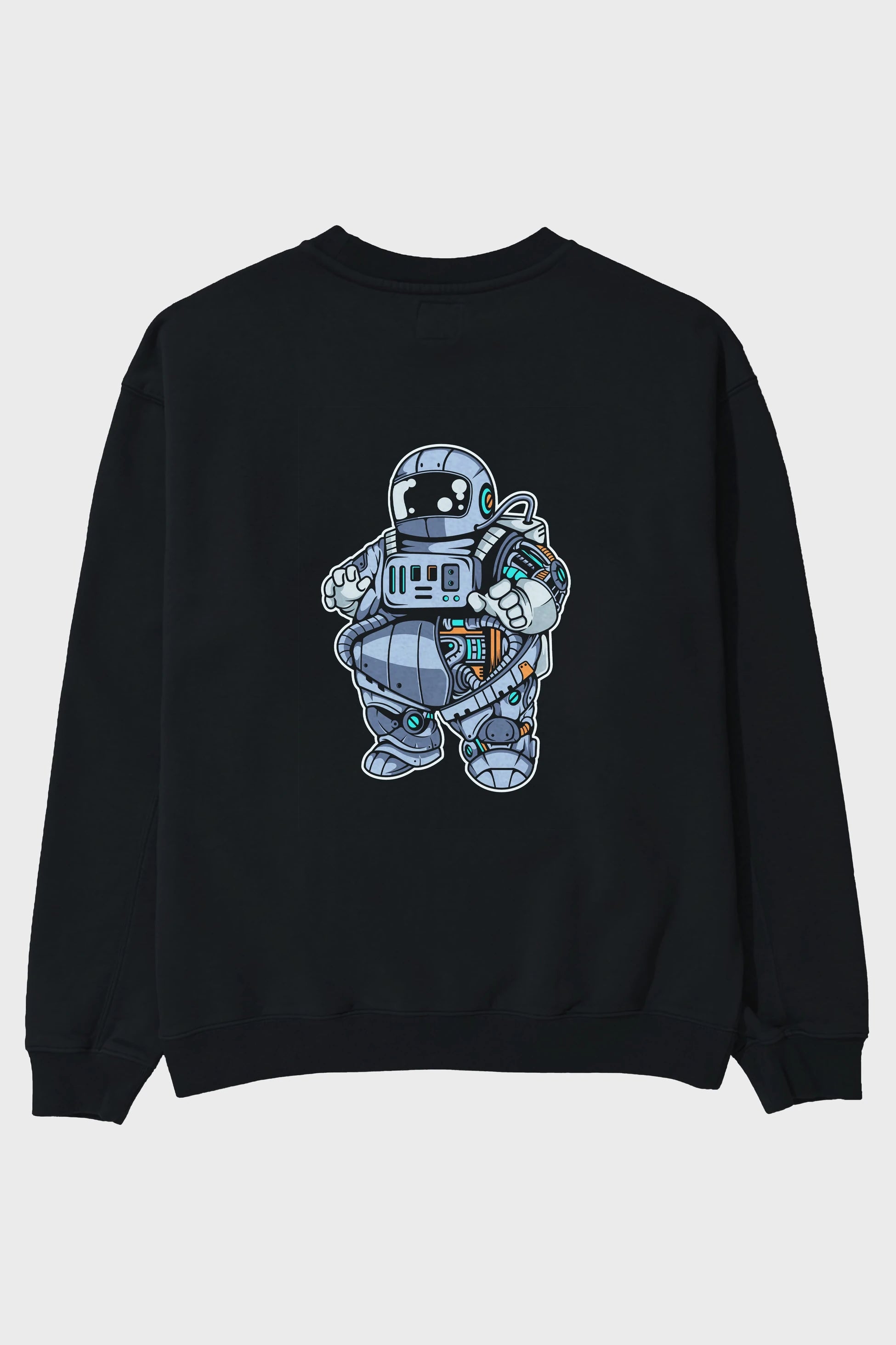 Fat Astronaut Robot Arka Baskılı Oversize Sweatshirt Erkek Kadın Unisex